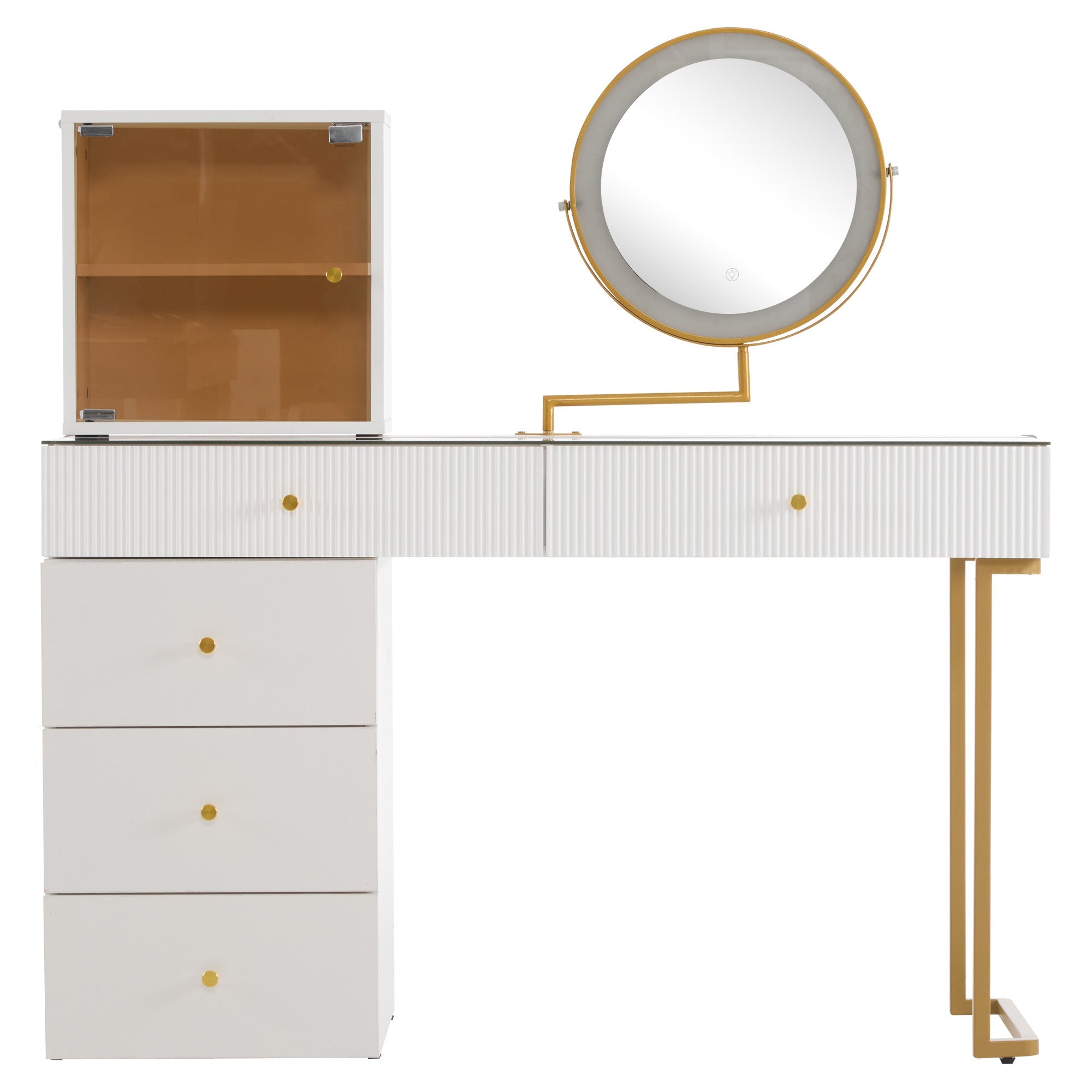 Logidon Kaptafelset met LED-spiegelglasblad Wit 120x45x115
