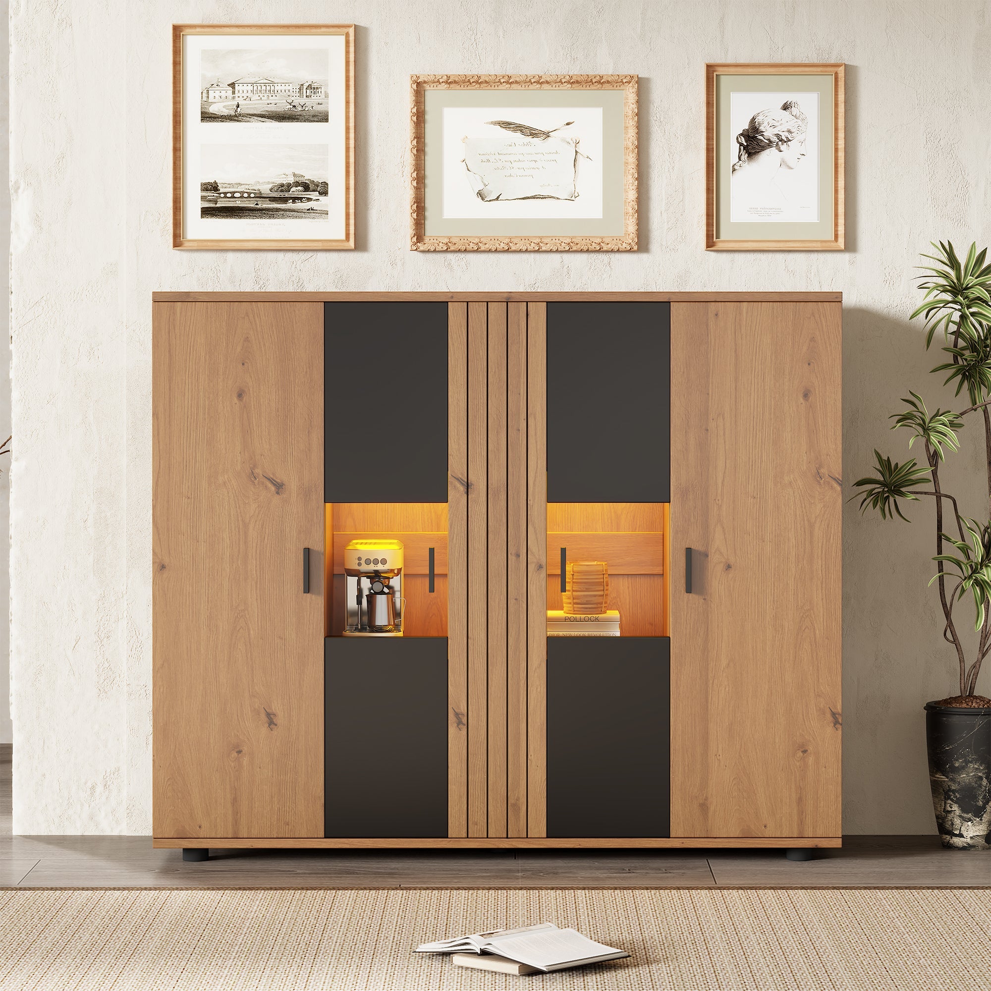 Logidon sideboard 140 x 35 x 113 cm Adjustable dividers 4 doors