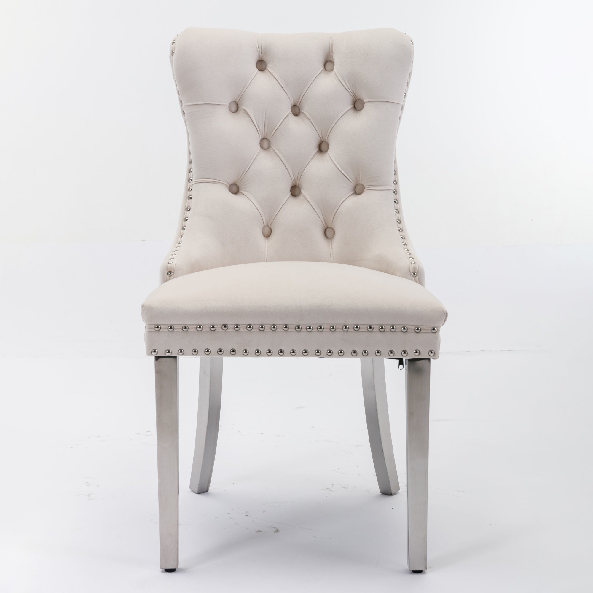 Logidon Nikki Collection beige fluwelen eetkamerstoelenset 2 met chromen poten