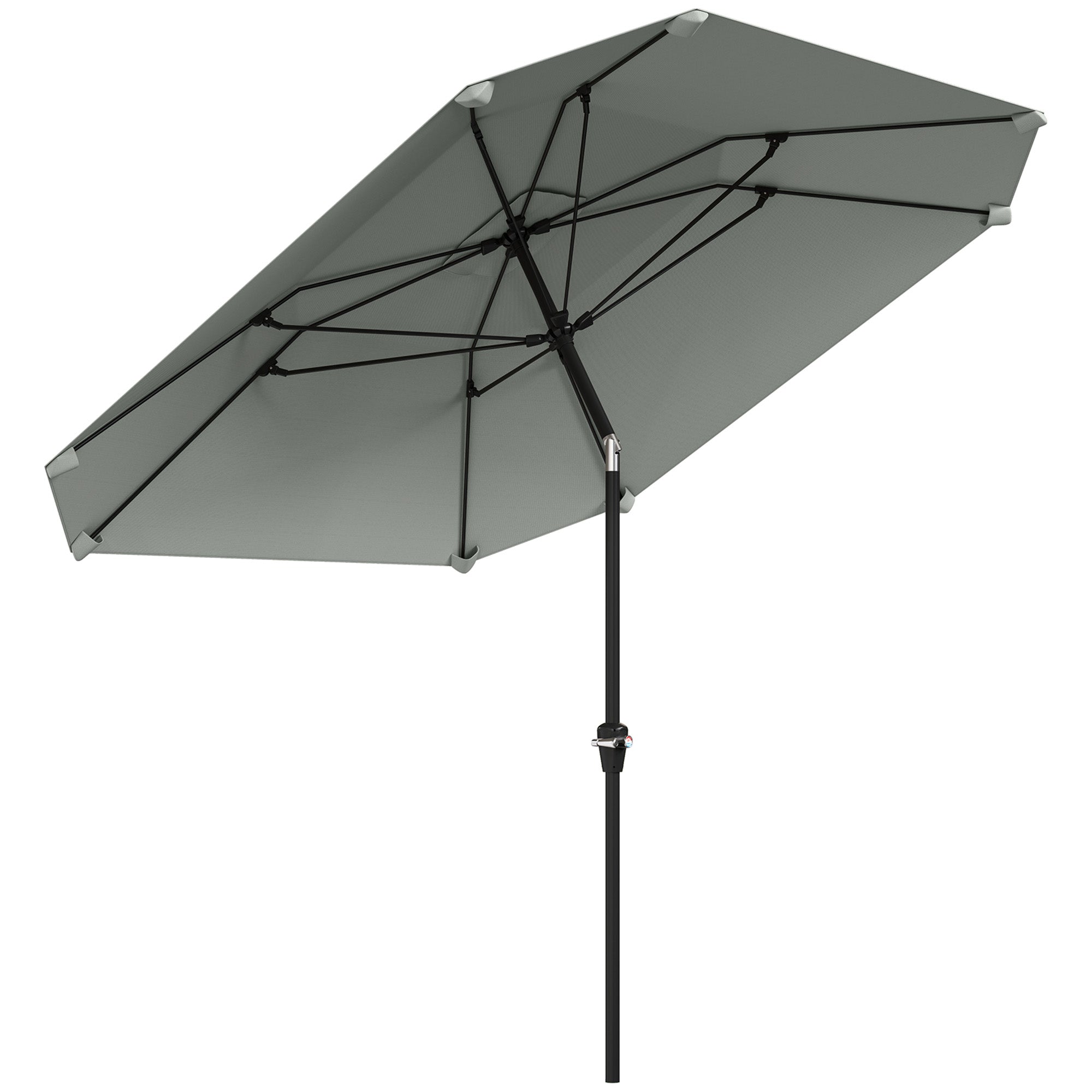 Logidon parasol Ø233 cm vouwfunctie achthoekig donkergrijs