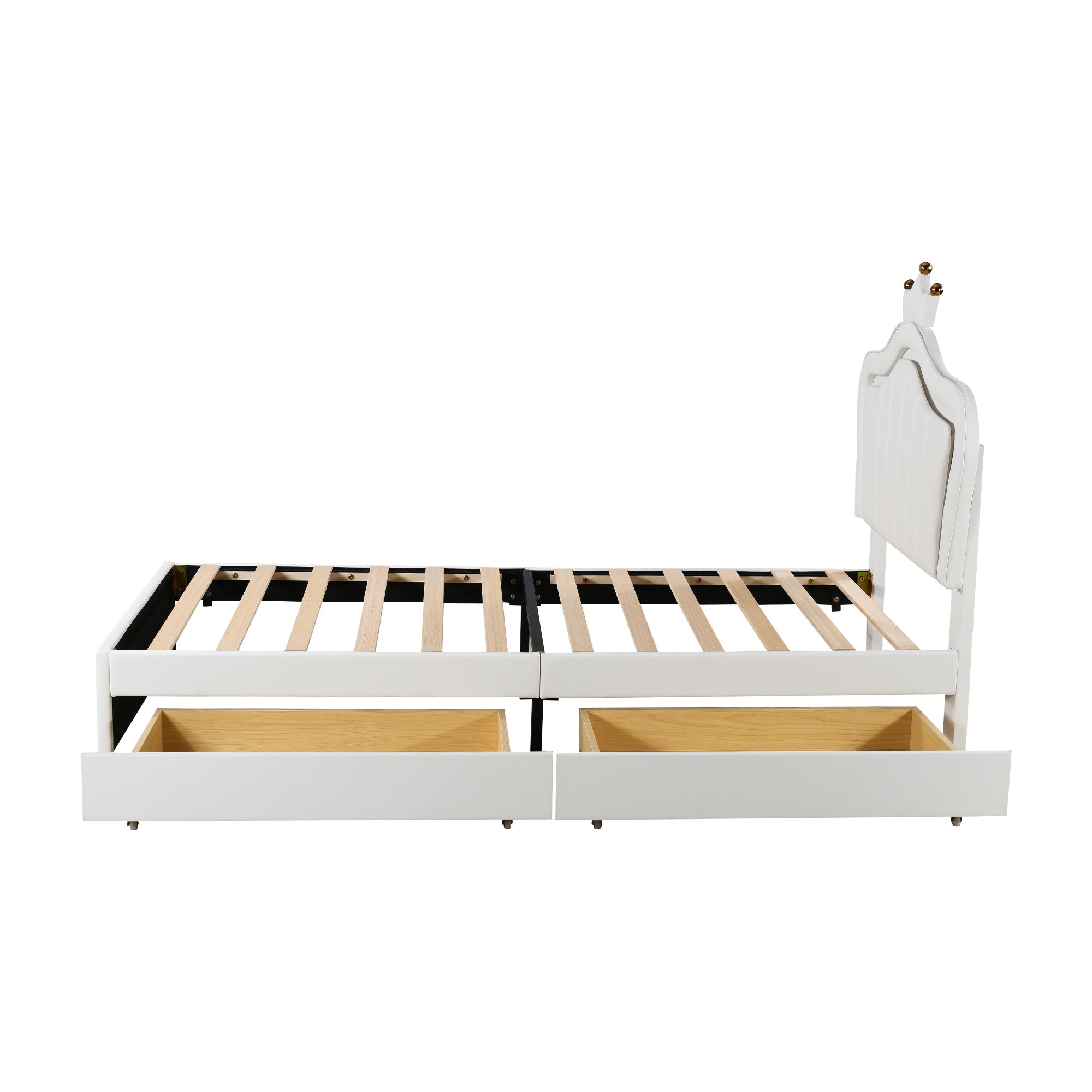 Logidon kinderbed 90x200 wit kroonbedframe LED opbergruimte