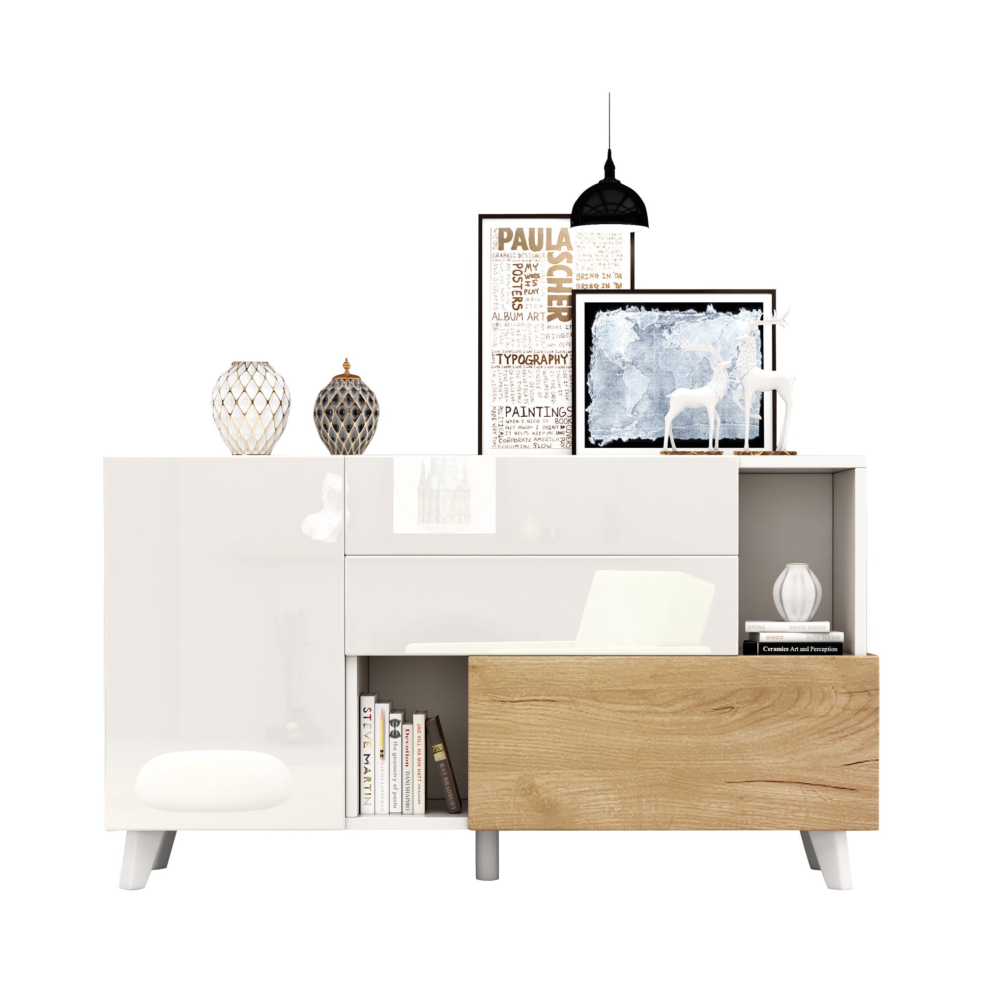 Logidon dressoir hoogglans wit 130x40x70 cm met opbergruimte