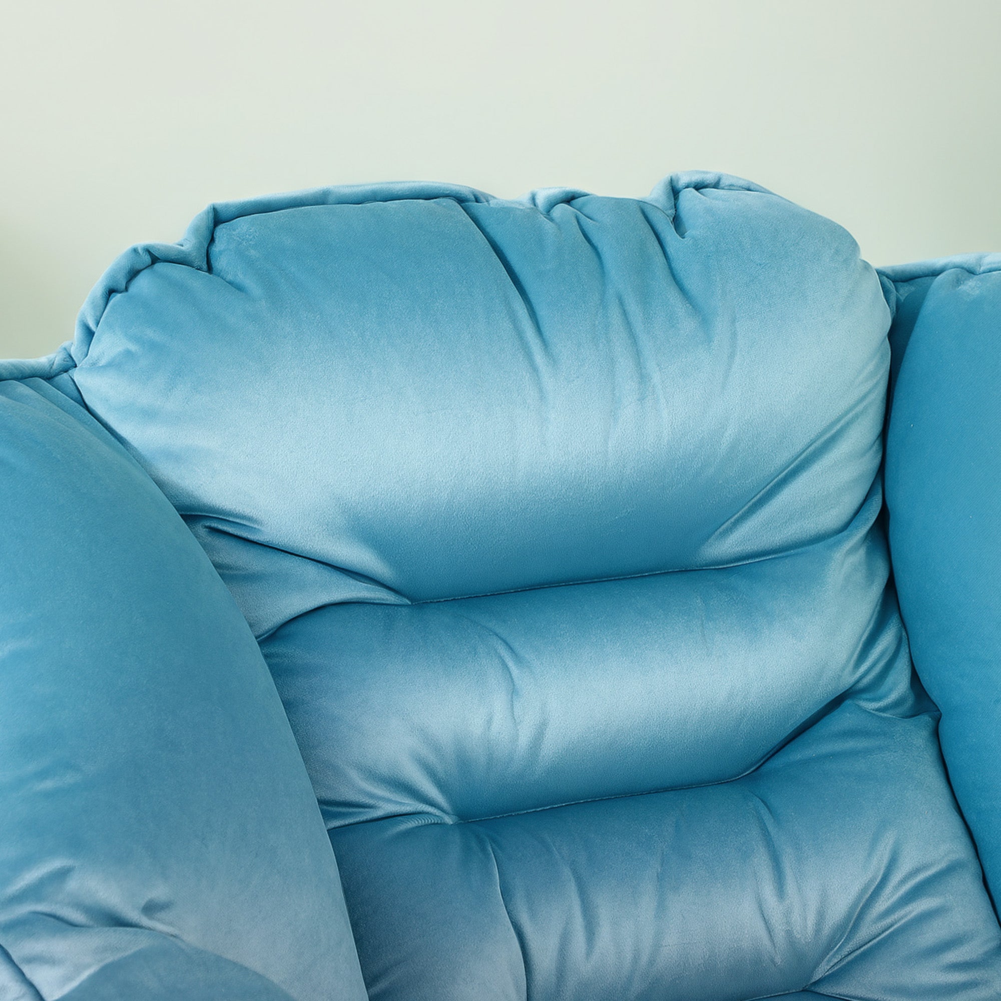Logidon loungestoel blauw fluweellook met zijvak stalen poten