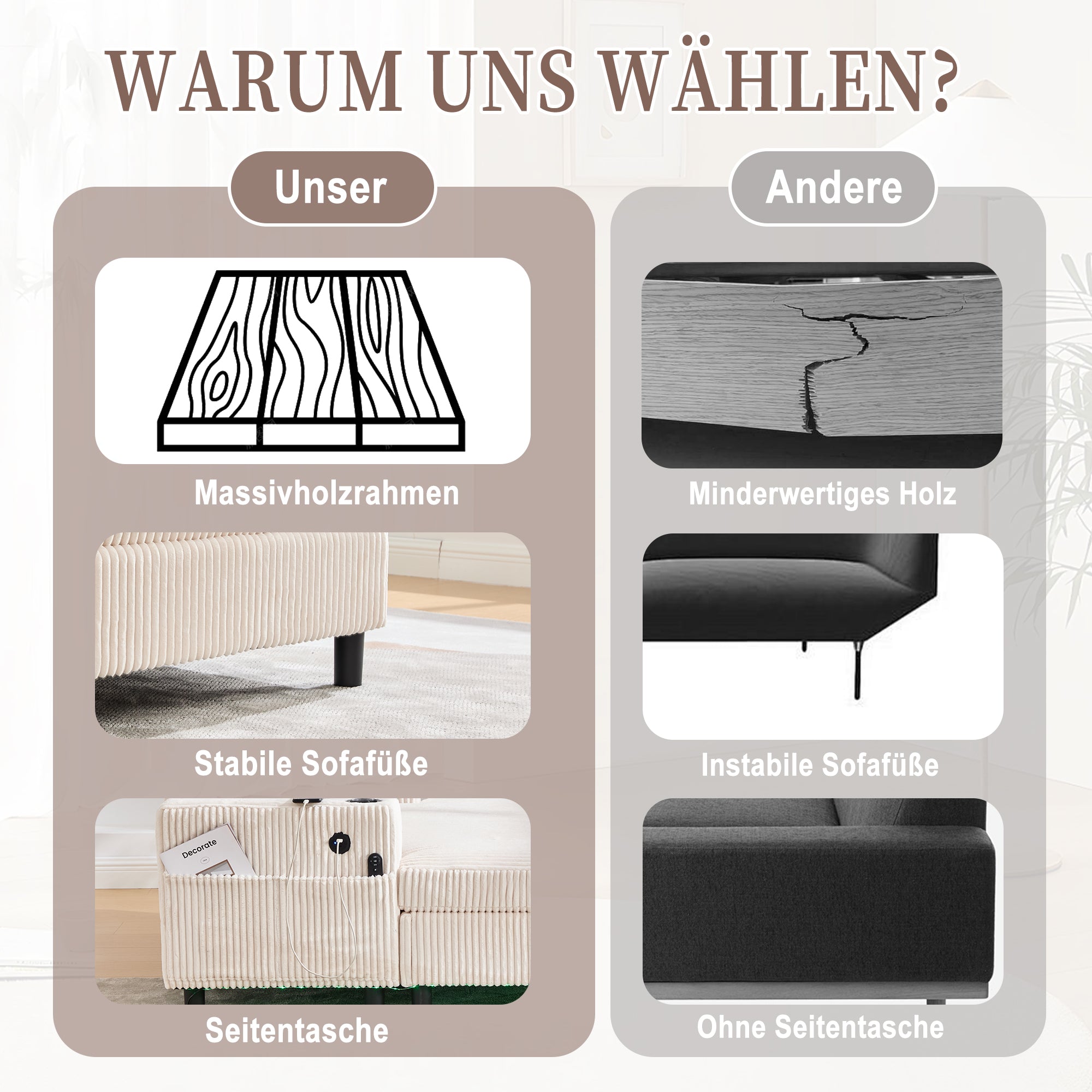 Logidon Chaise Longue Ligstoel Beige Fluweel Met USB LED-verlichting