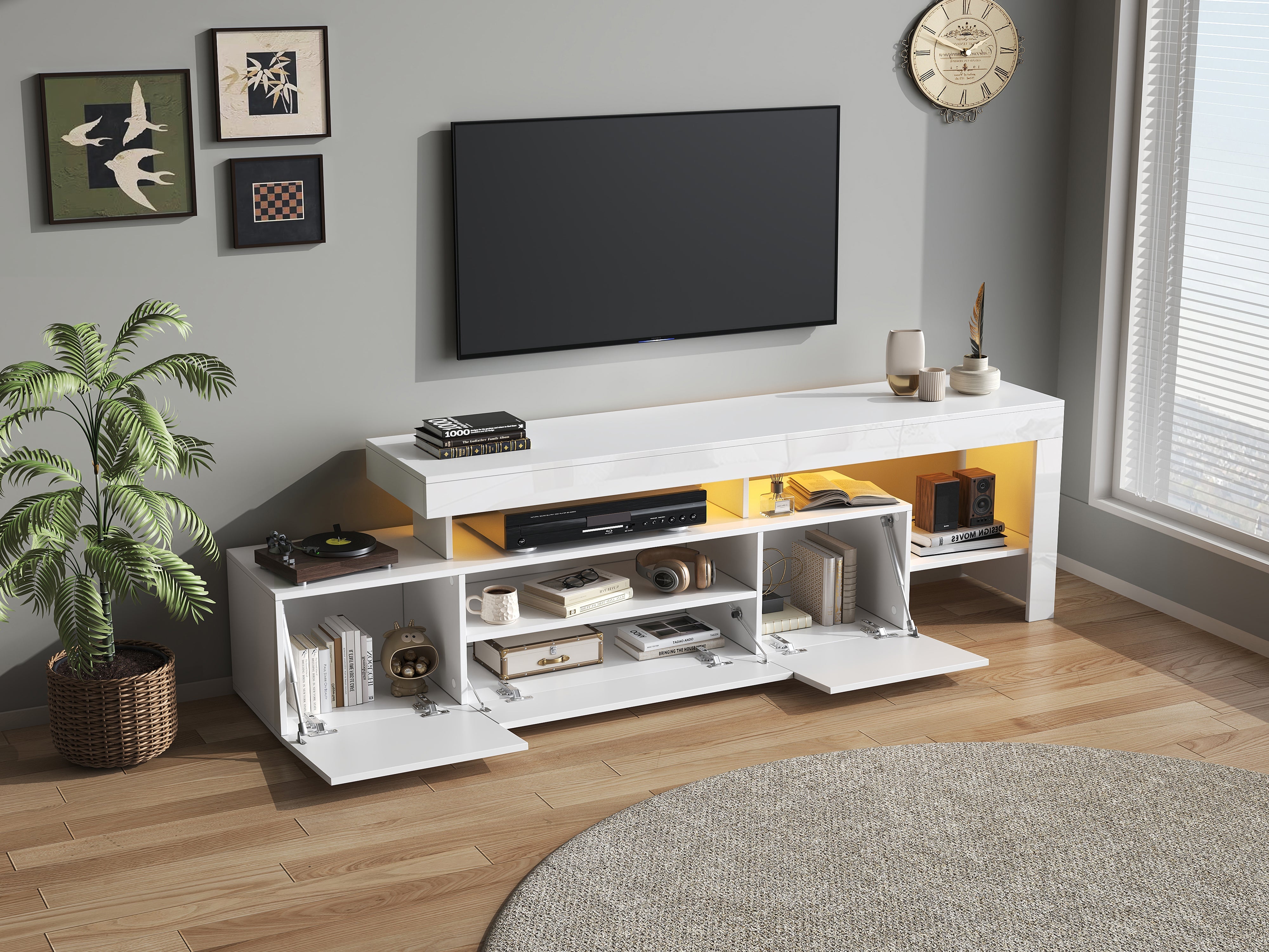 Logidon TV-meubel 192 x 37 x 53 cm witte hoogglans LED-verlichting