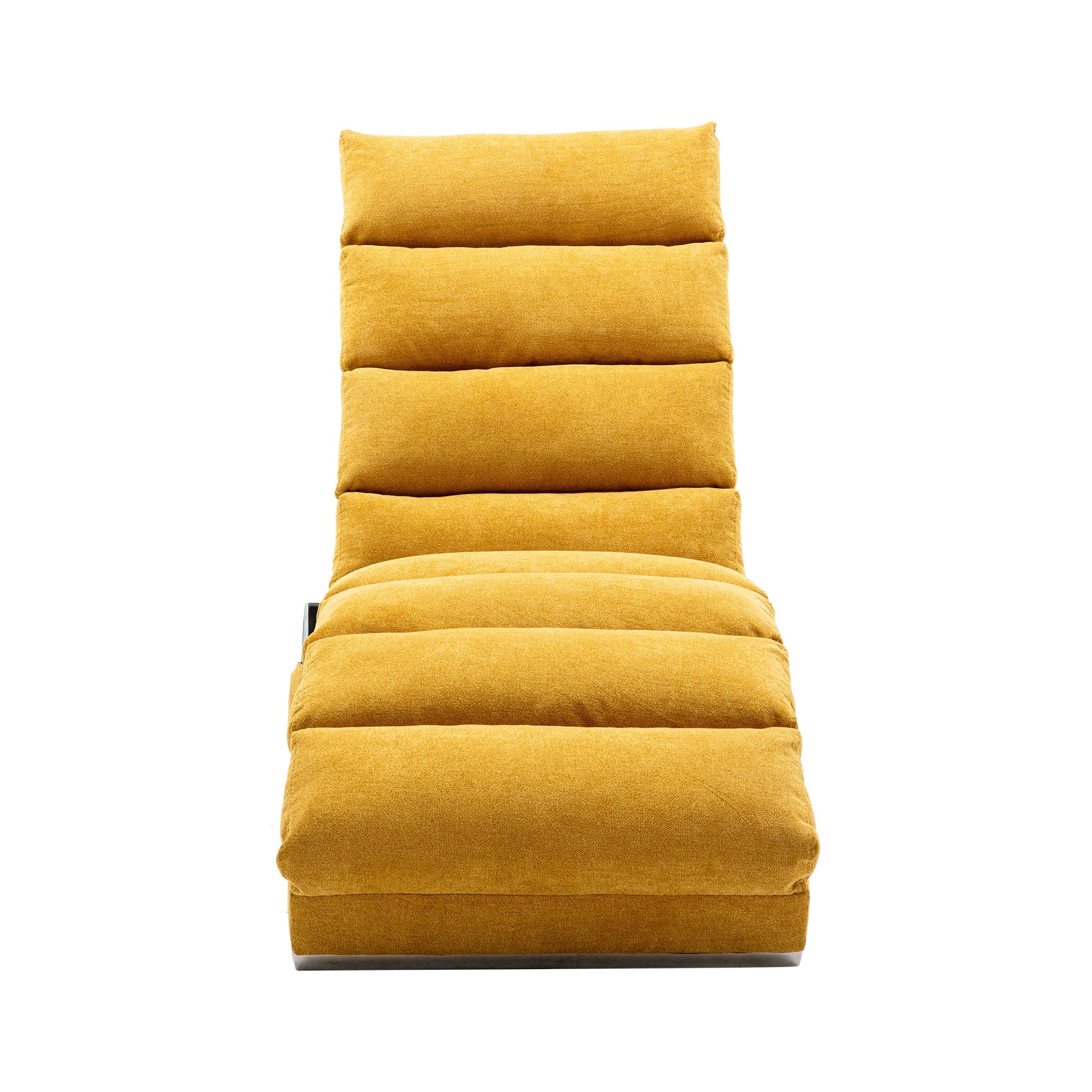 Logidon Linnen Massage Chaise Longue Met Afstandsbediening Mosterdgeel