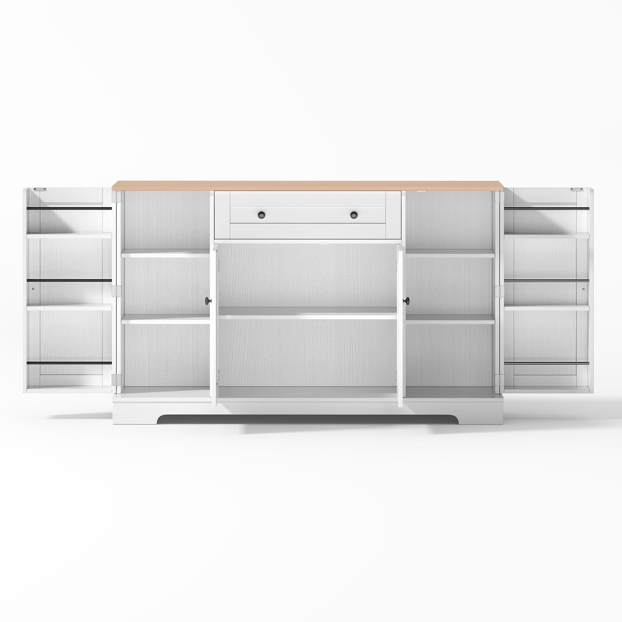 Logidon keukenbuffet 138 cm witte multifunctionele ladedeuren