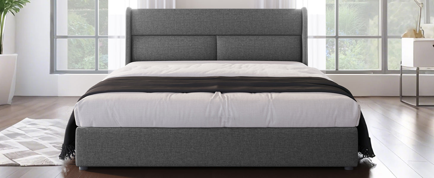 Logidon gestoffeerd bed 160x200 grijs met verstelbare hoofdsteunen