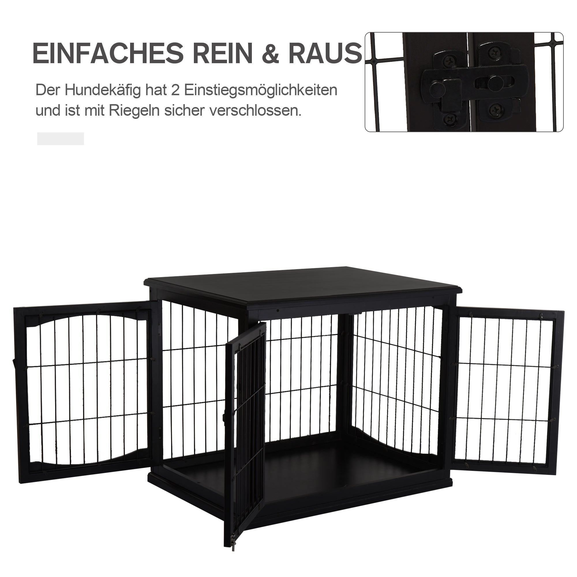 Logidon Hondenkennel met tafelblad 81x58,5x66 cm Zwart