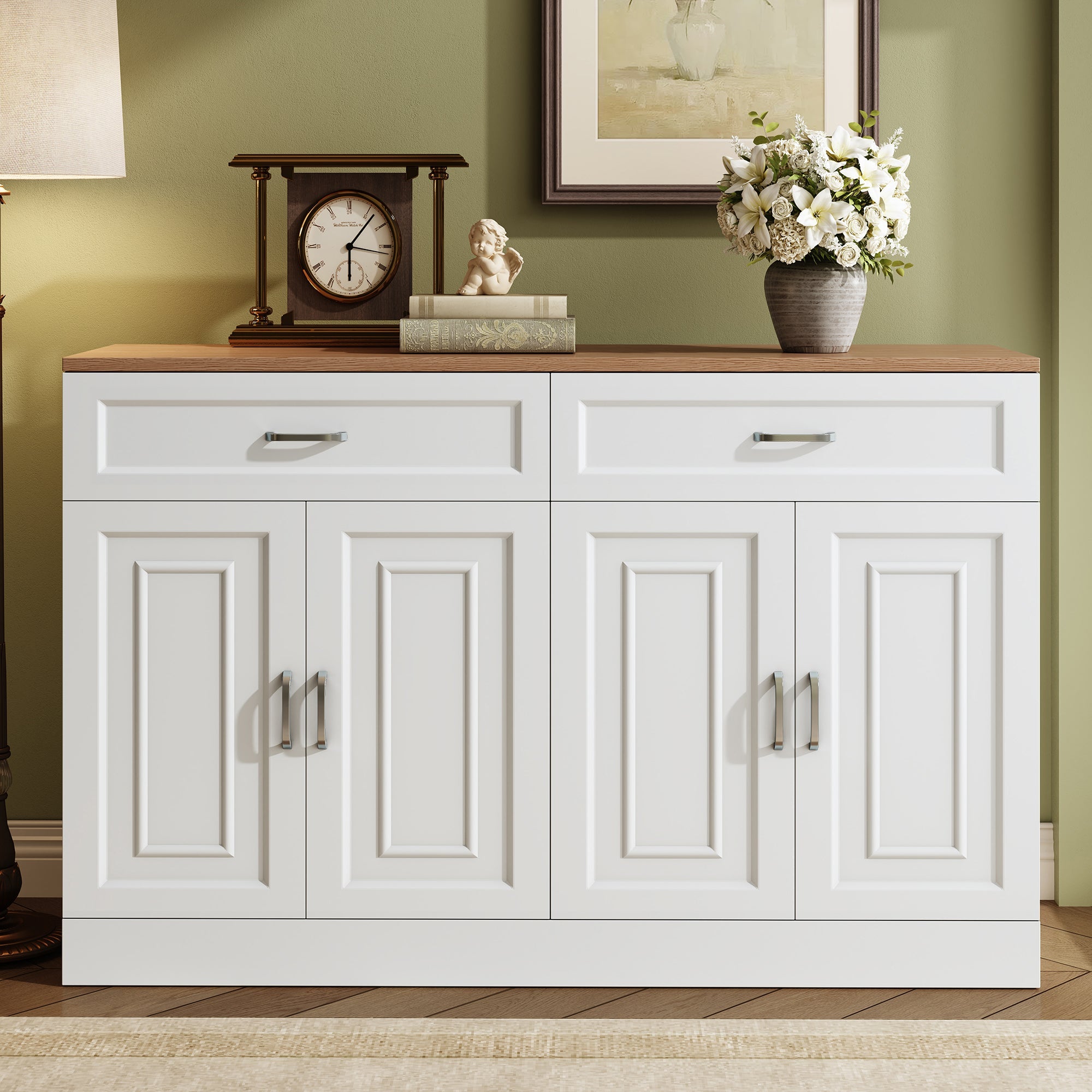 Logidon dressoir 120 cm wit houtlook met 4 deuren en 2 lades