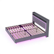 Logidon gestoffeerd bed 140x200 grijs met USB LED verlichting