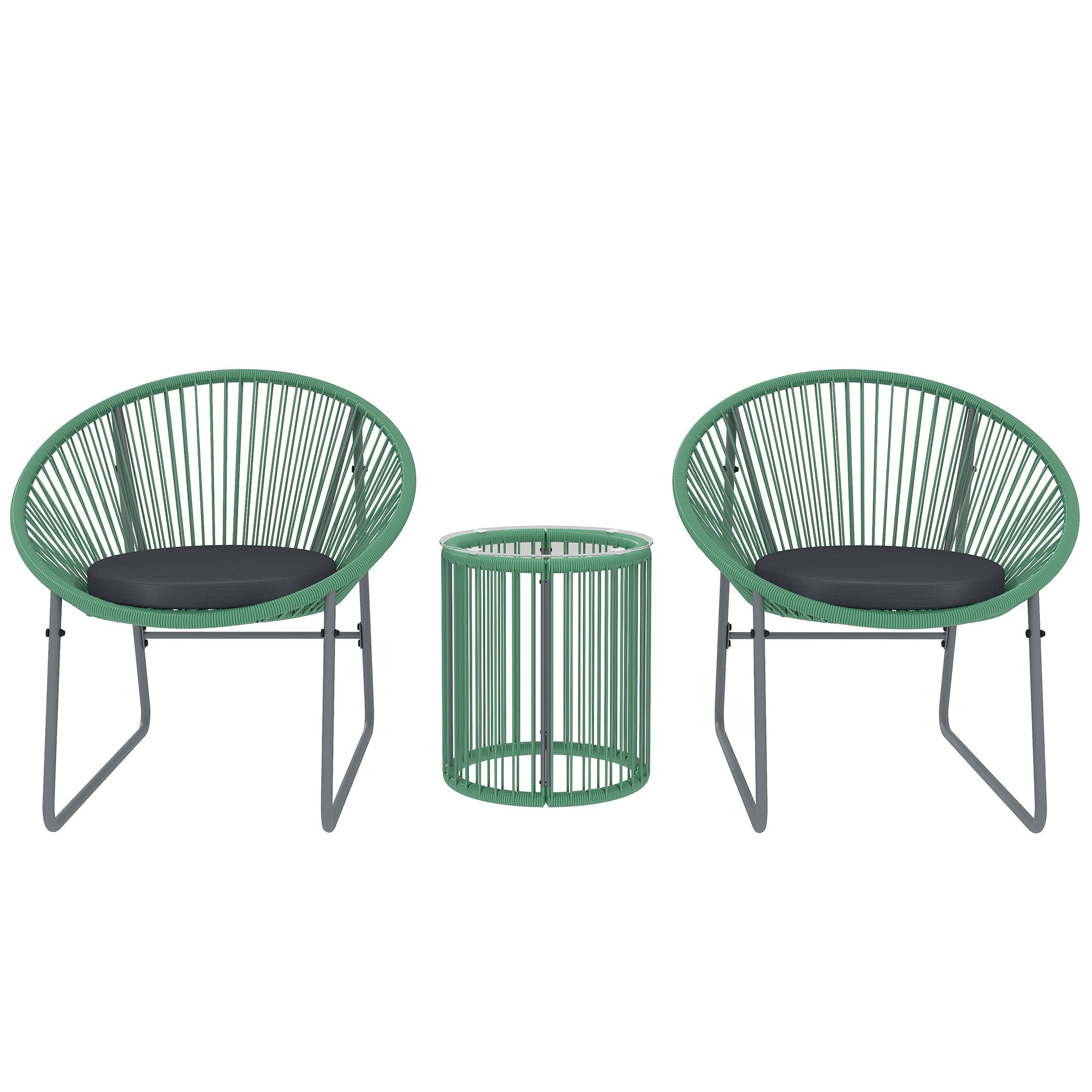 Logidon polyrotan tuinmeubelset groen voor twee personen 3-delige lounge