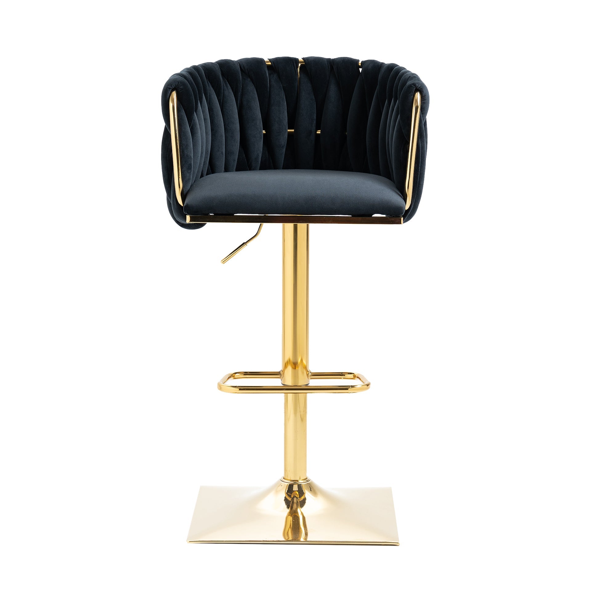 Logidon Vintage Bar Stool Velvet Black Adjustable Height Rotatable