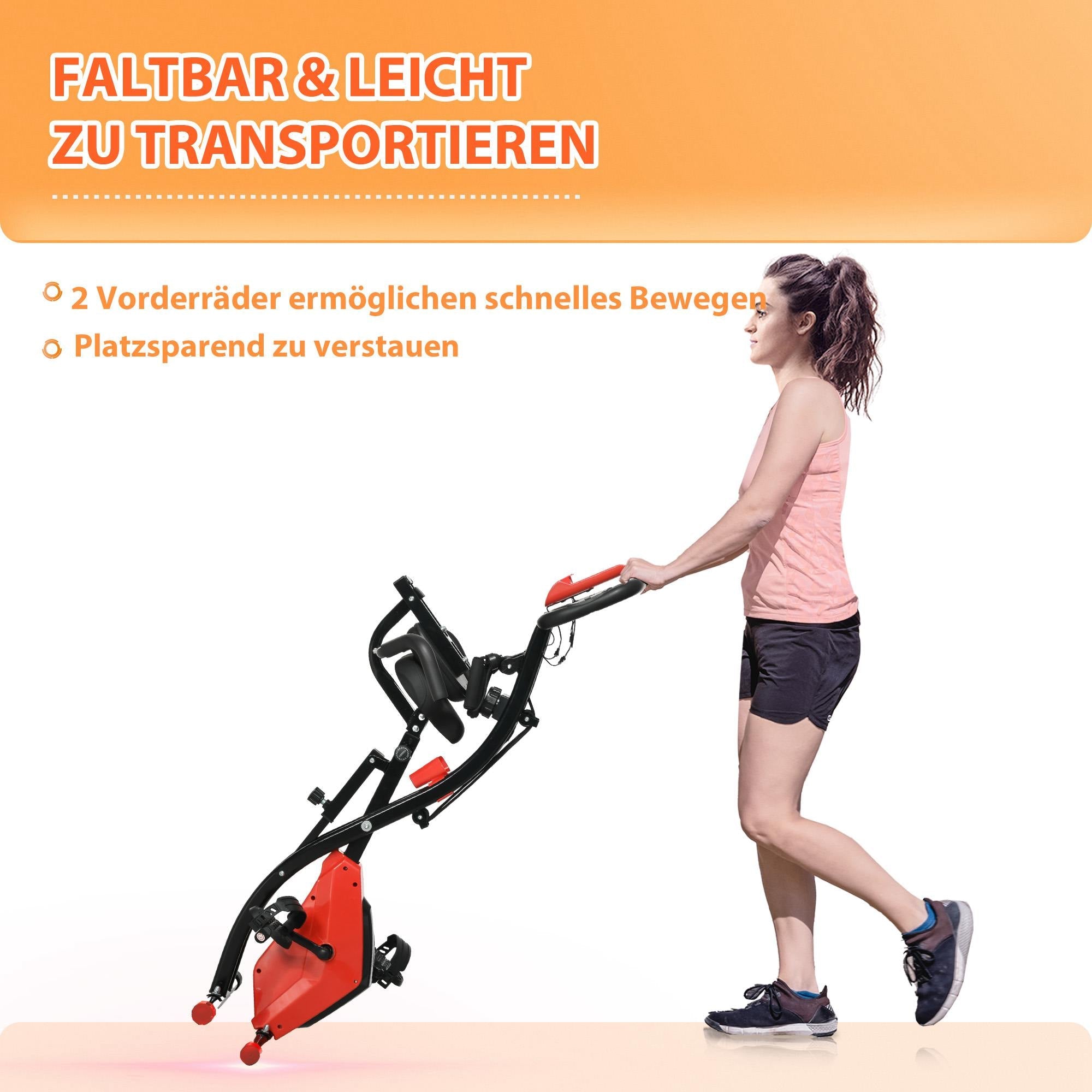 Logidon 2-in-1 hometrainer rood LCD-display Magnetische weerstand met 8 niveaus