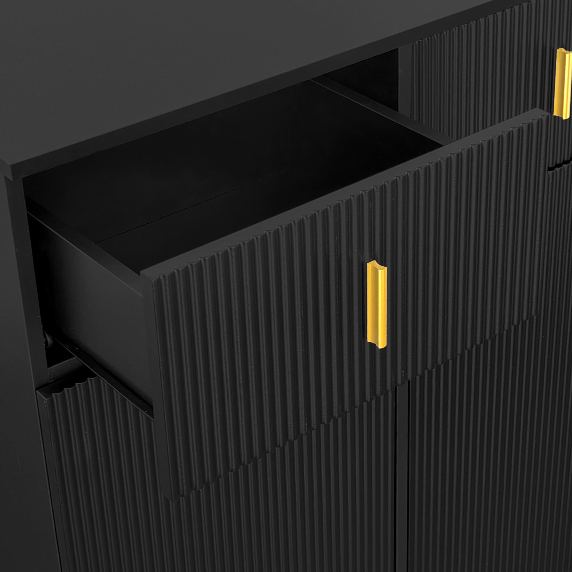 Logidon Elegant Sideboard Black Structure Panels Adjustable Shelves