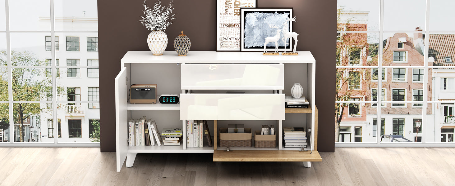 Logidon dressoir hoogglans wit 130x40x70 cm met opbergruimte