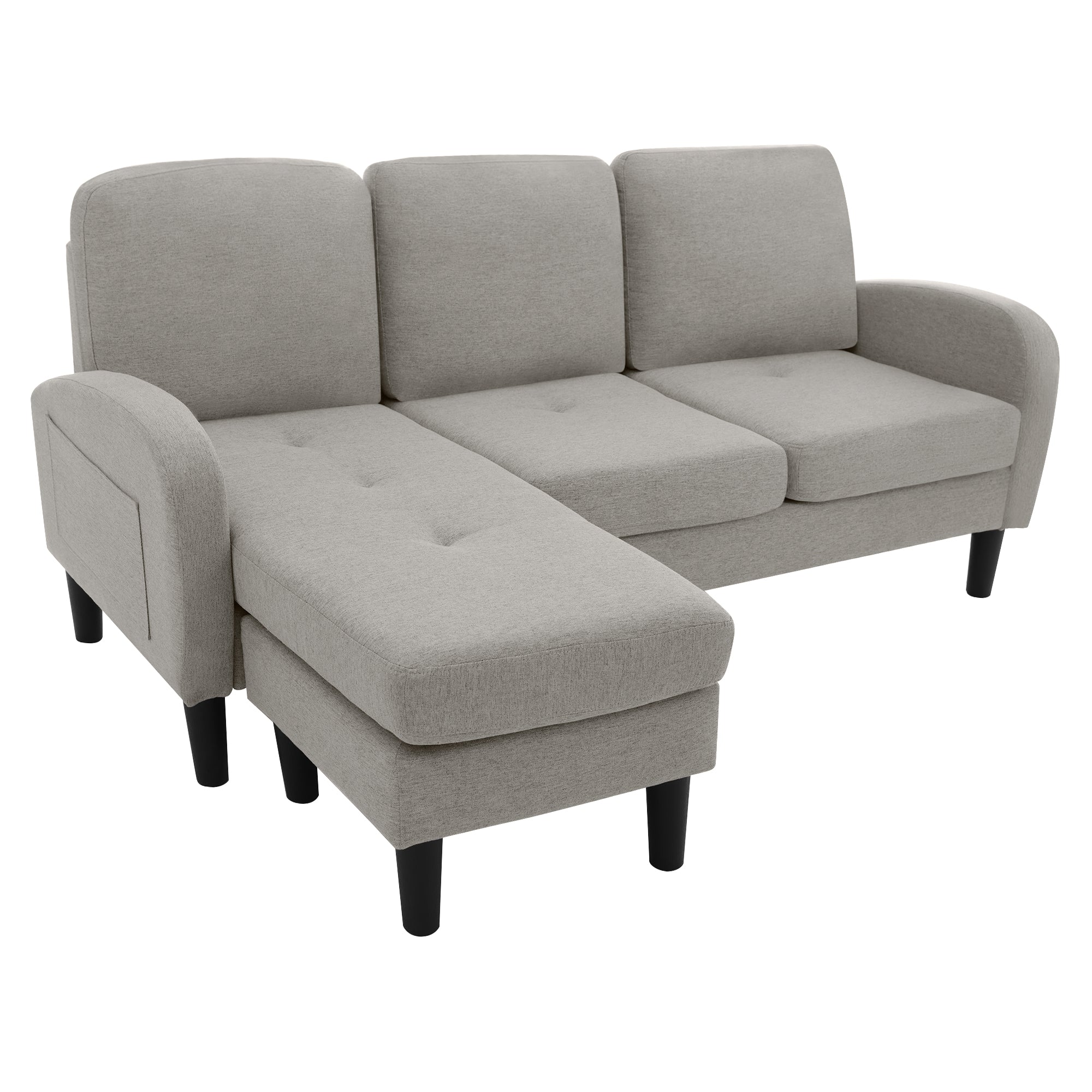 Logidon L-vormige hoekbank met chaise longue Grijs 185 x 118 cm