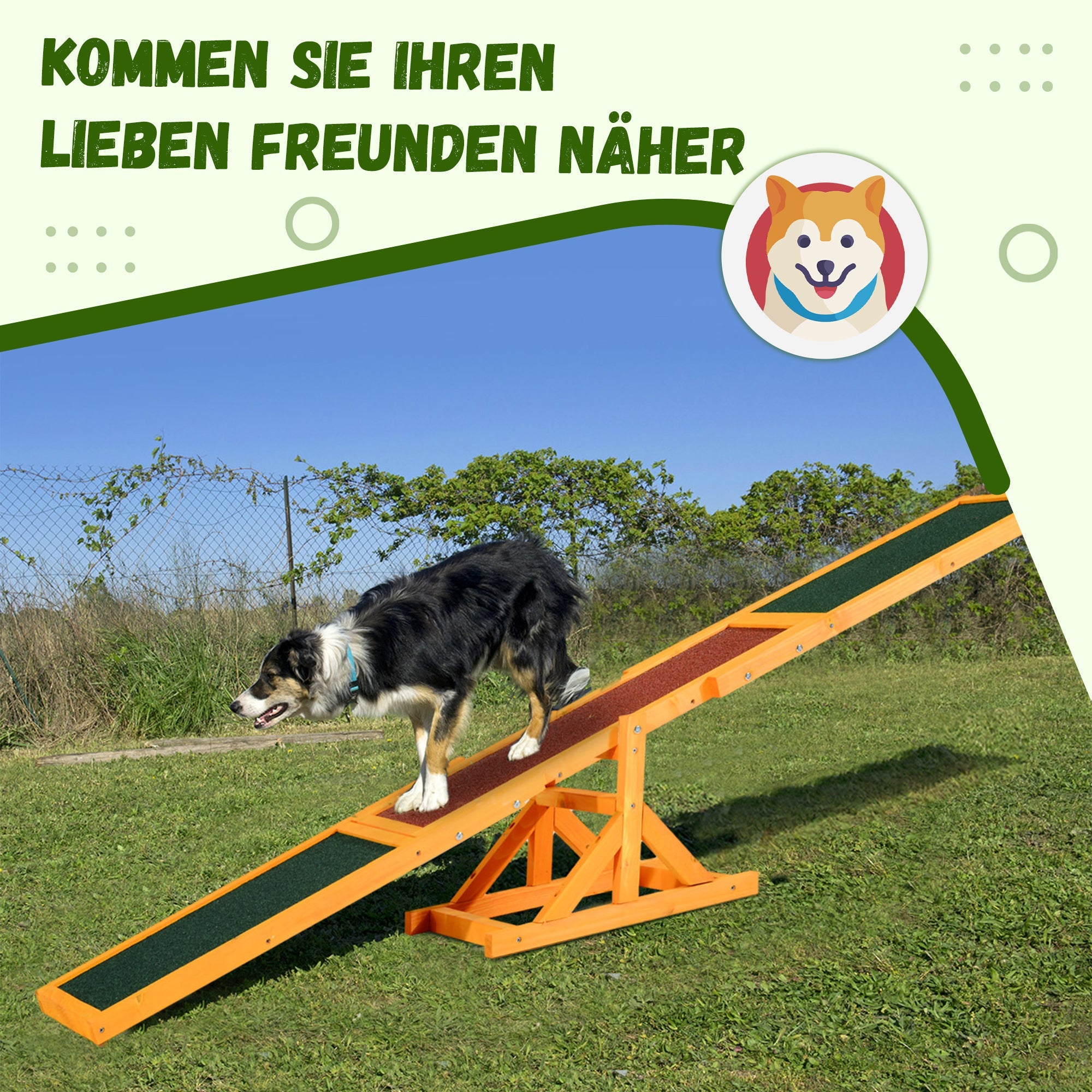 Logidon hondenwip agility-wip 180 x 30 x 30 cm natuurlijk hout