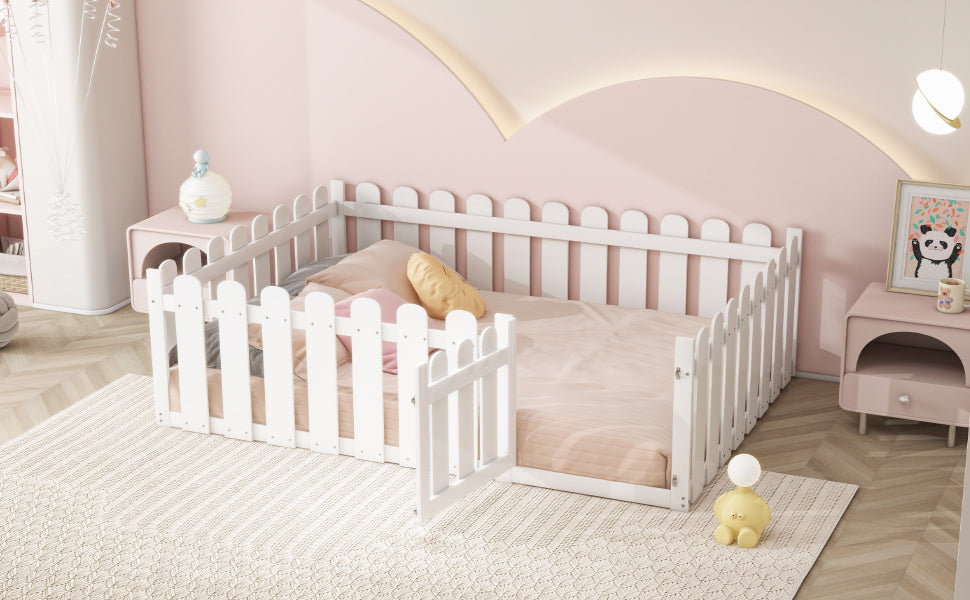 Logidon kinderbed 140 x 200 cm wit met deur houten bedframe
