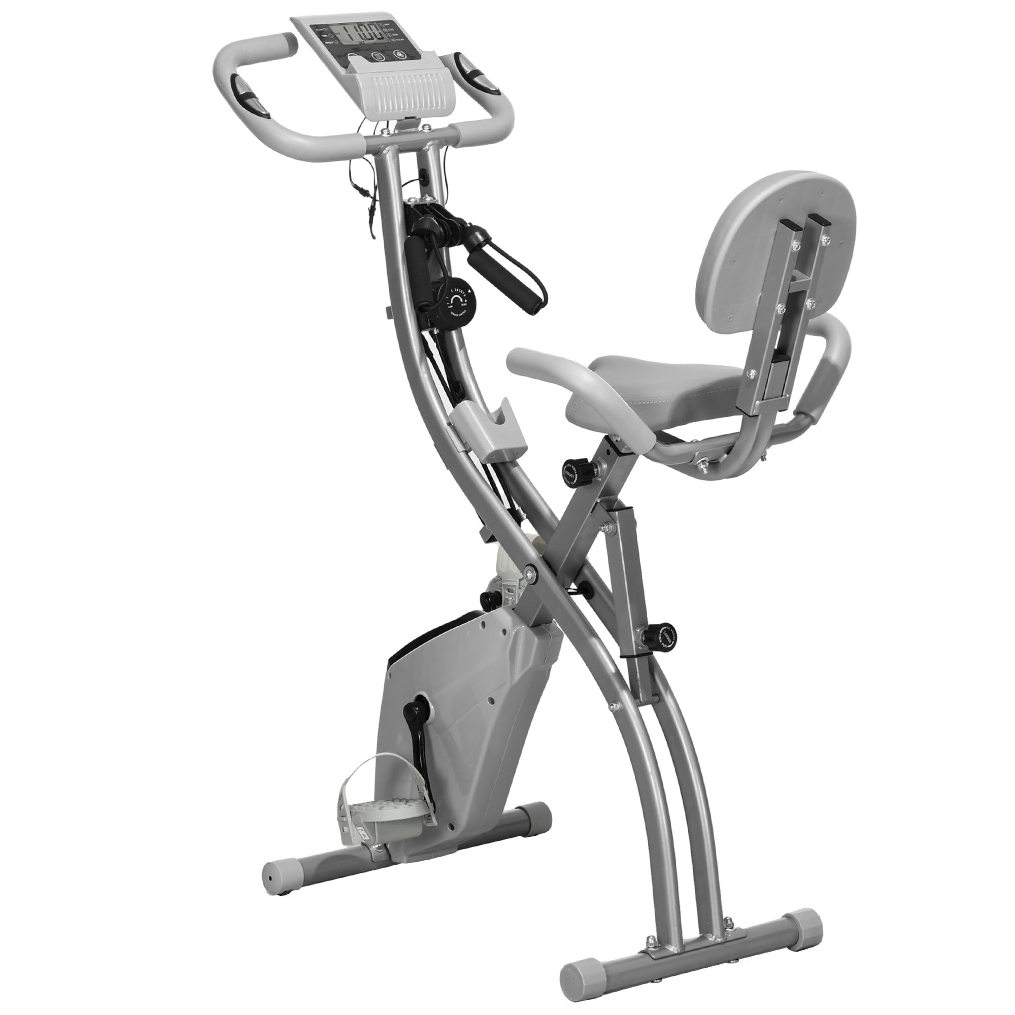 Logidon HOMCOM X-Bike 2-in-1 fietstrainer Opvouwbaar grijs LCD-display