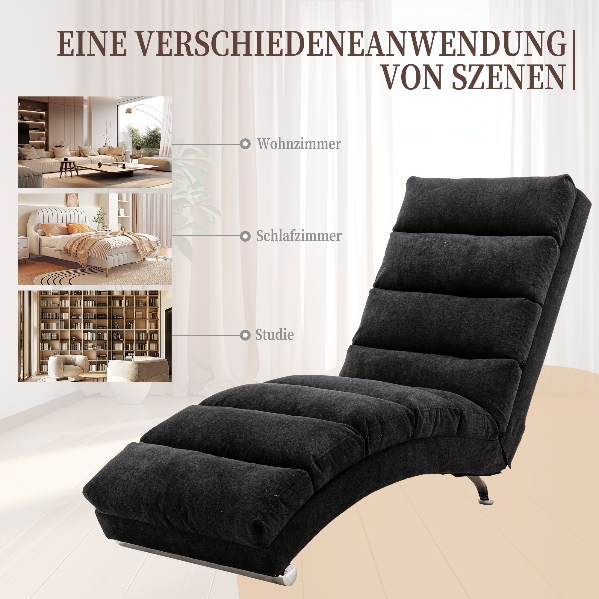 Logidon Elektrische Massage Chaise Longue Zwart met Afstandsbediening