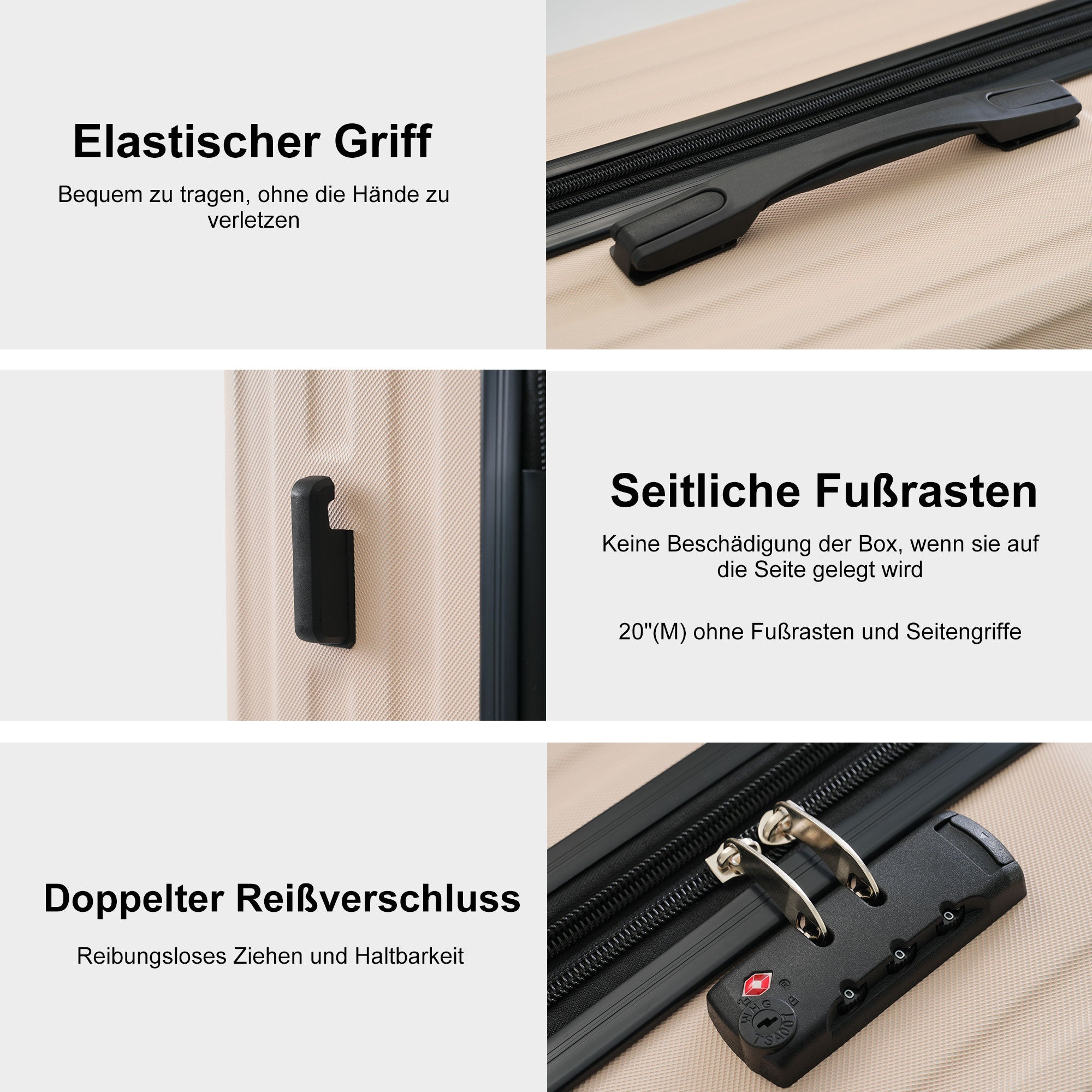 Logidon hardcase beige met expansielaag 4 wielen TSA