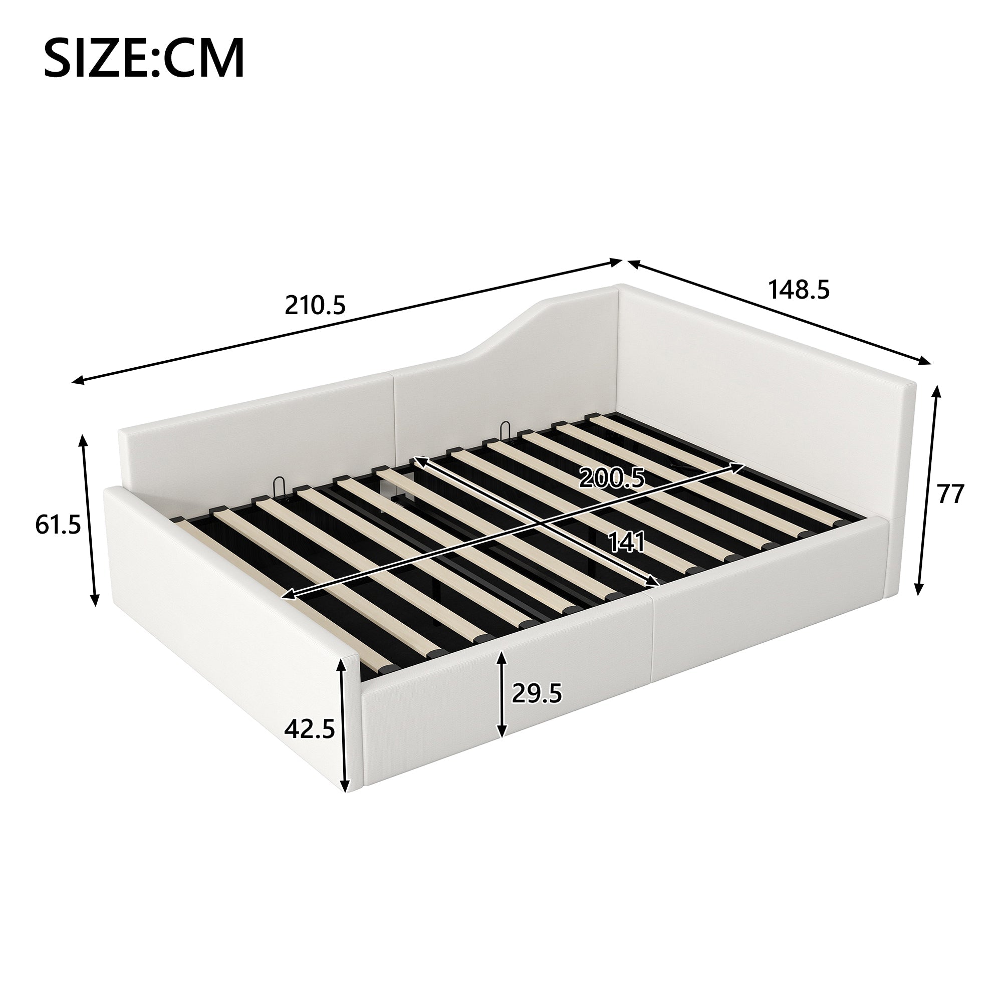 Logidon gestoffeerd dagbed 140x200 met opbergruimte beige