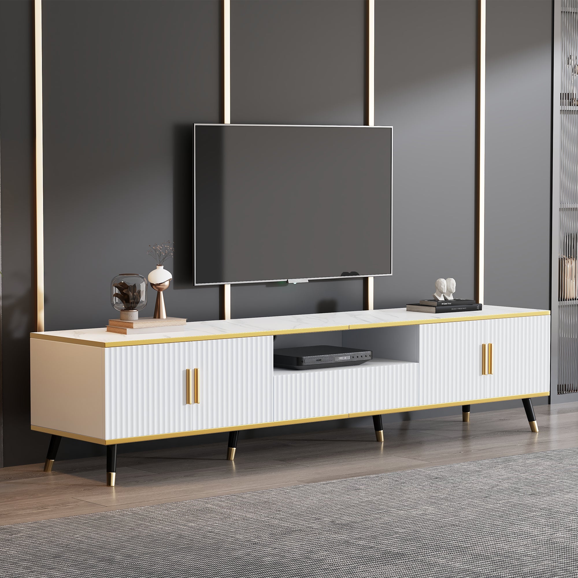 Logidon Modern TV-meubel Wit Marmerlook 200x40x46 cm