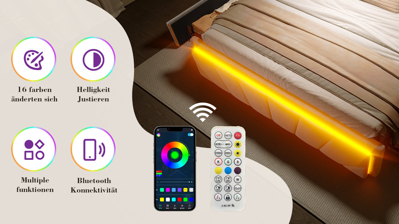 Logidon gestoffeerd bed 160x200 cm donkergrijs fluweel LED-hoofdbord