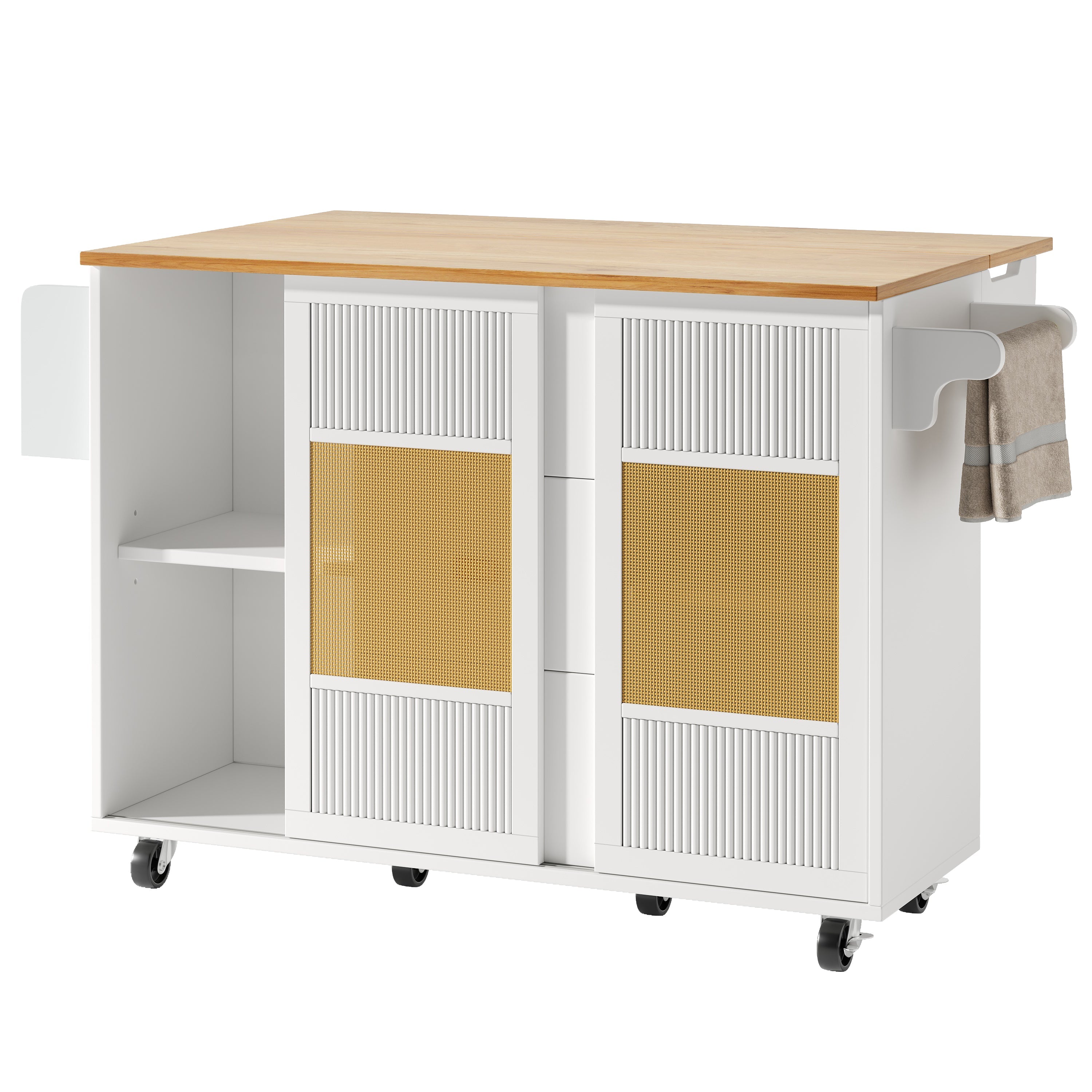 Logidon Kitchen Island Extendable with Wheels White 146x70x90 cm