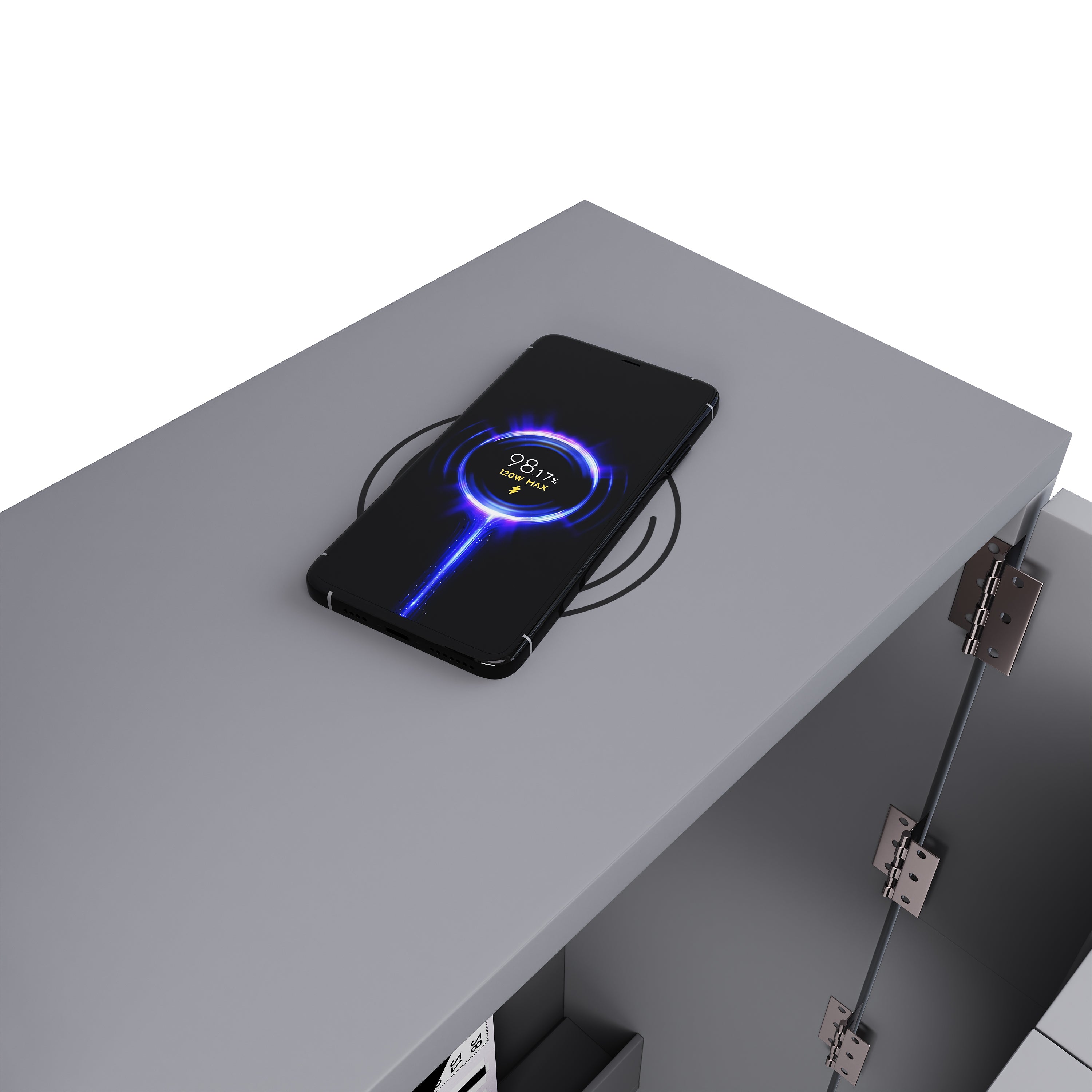 Logidon Opvouwbaar Bureau met Wielen en Draadloze Oplader 2in1 Grijs