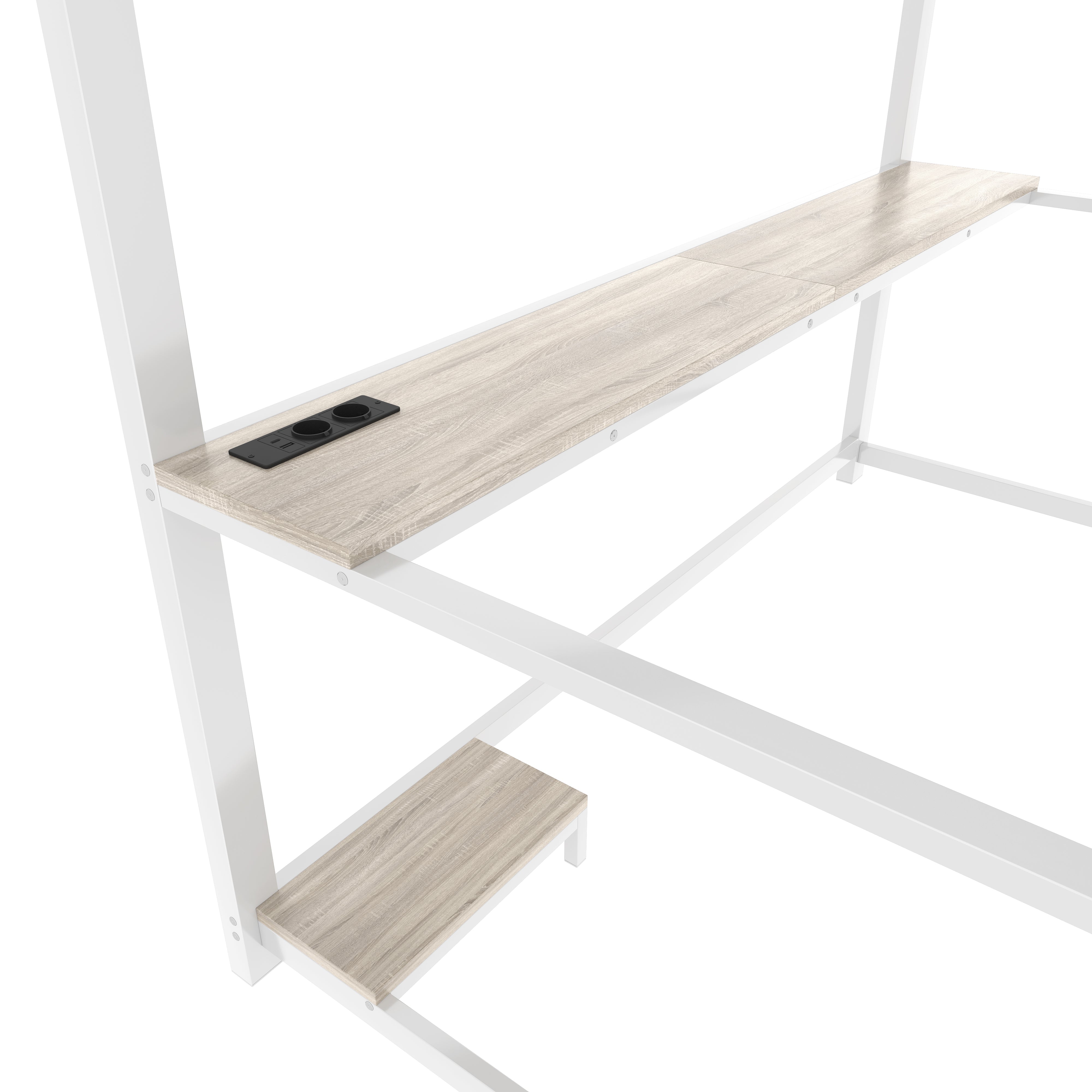 Logidon loft bed 90x200 with LED lighting and computer console white
