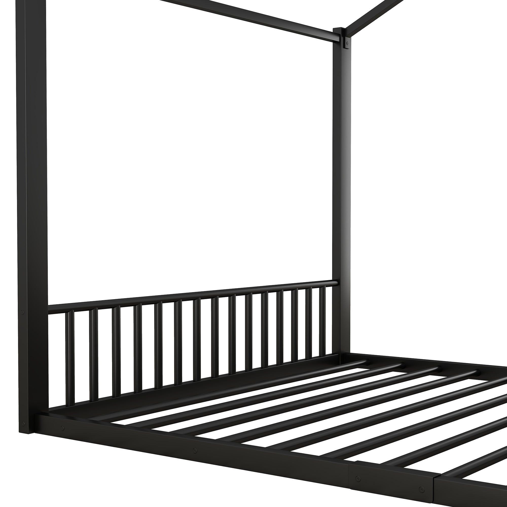 Logidon 140x200cm plat bed huisbed met ijzeren frame zwart
