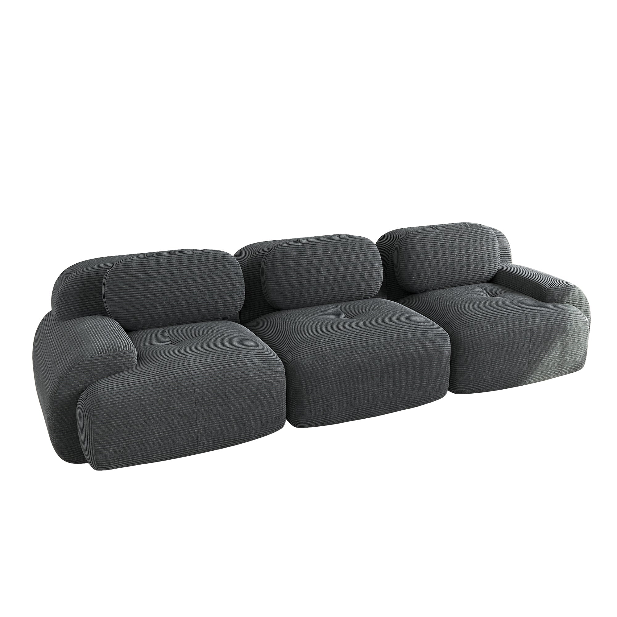 Logidon 3-zitsbank grijs fluweelfluweel - modulair, antislip