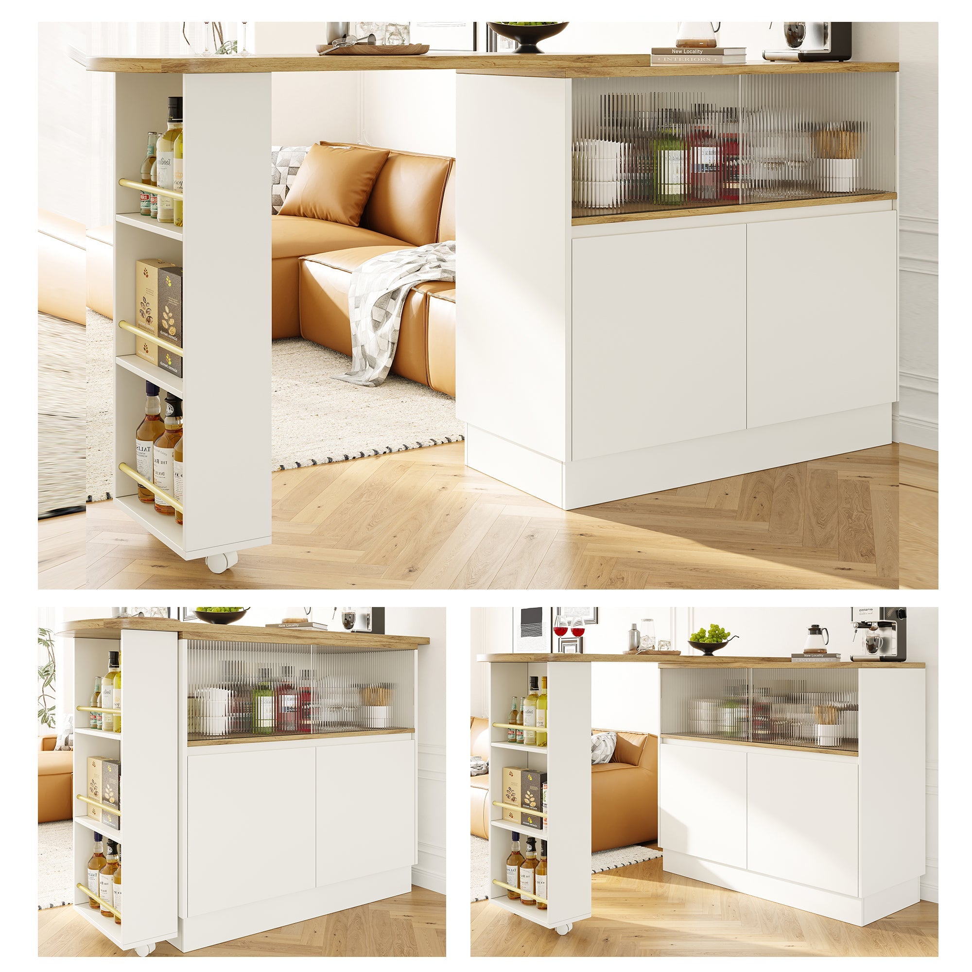 Logidon 360° draaibaar dressoir wit 90×45×100 cm glazen schuifdeur