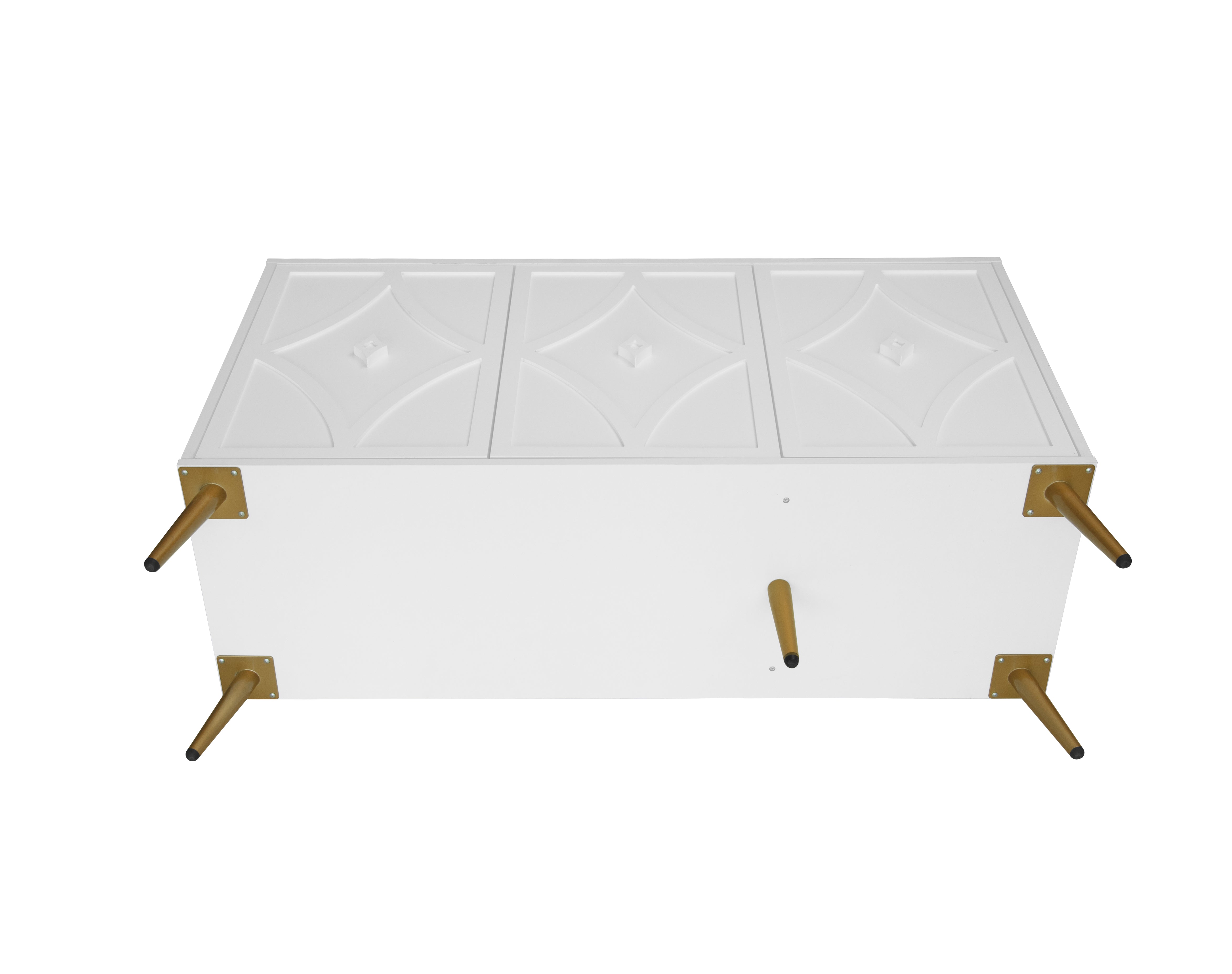 Logidon dressoir 3 deuren wit met 3D-snijpatroon en gouden poten