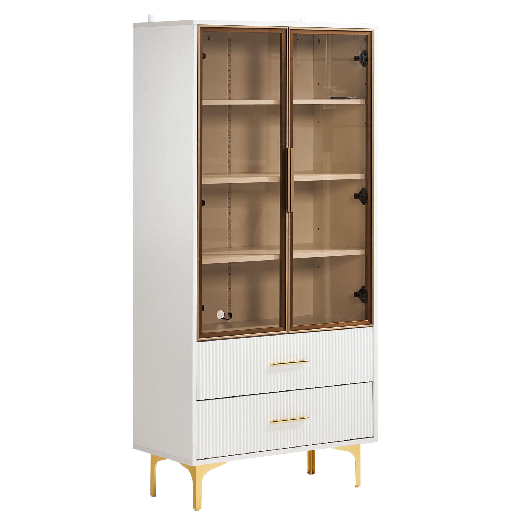 Logidon Elegant White Glass Display Cabinet 70x35x150 cm Teal Glass Doors