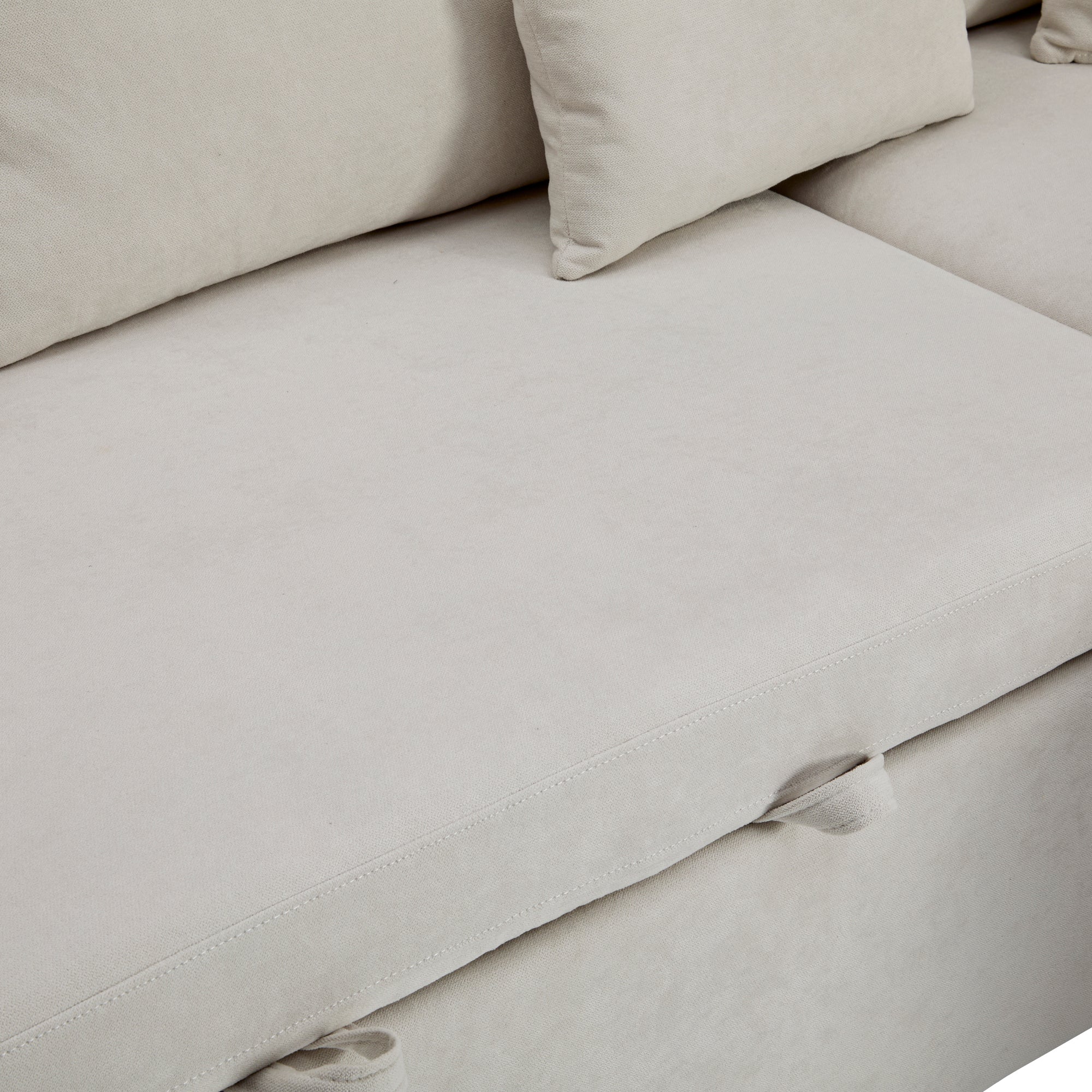 Logidon corner sofa bed L-shape extendable beige with bed box shelf