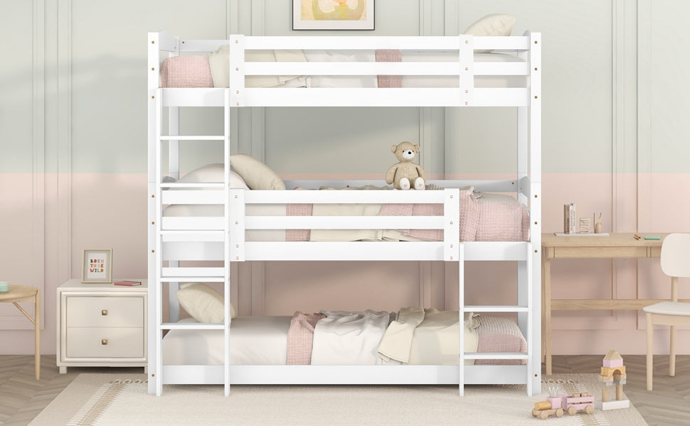 Logidon 3-persoonsstapelbed 90x200 cm wit hout - zonder matras