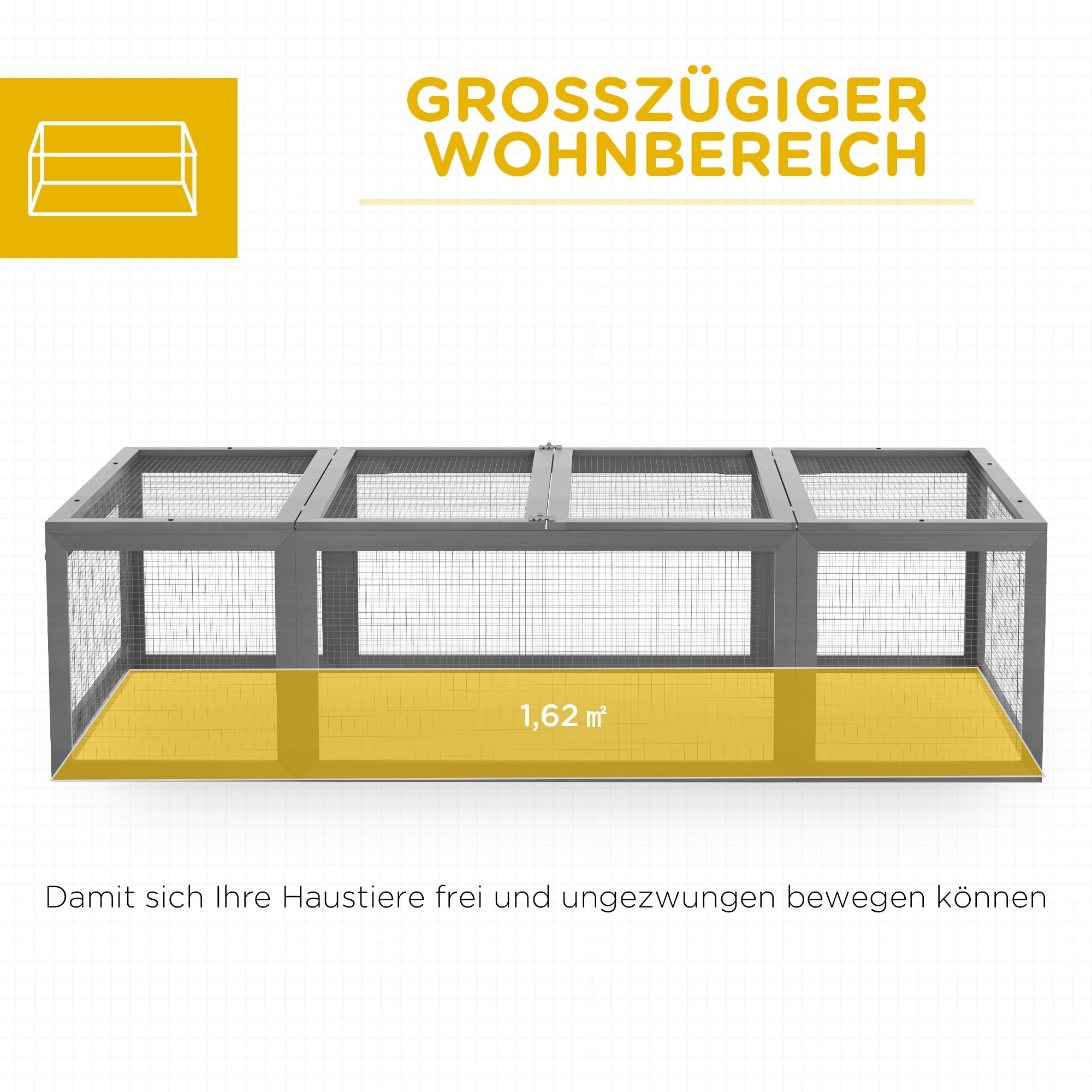 Logidon Konijnenhok Grijs Van Hout Met Scharnierend Dak 180x90x48