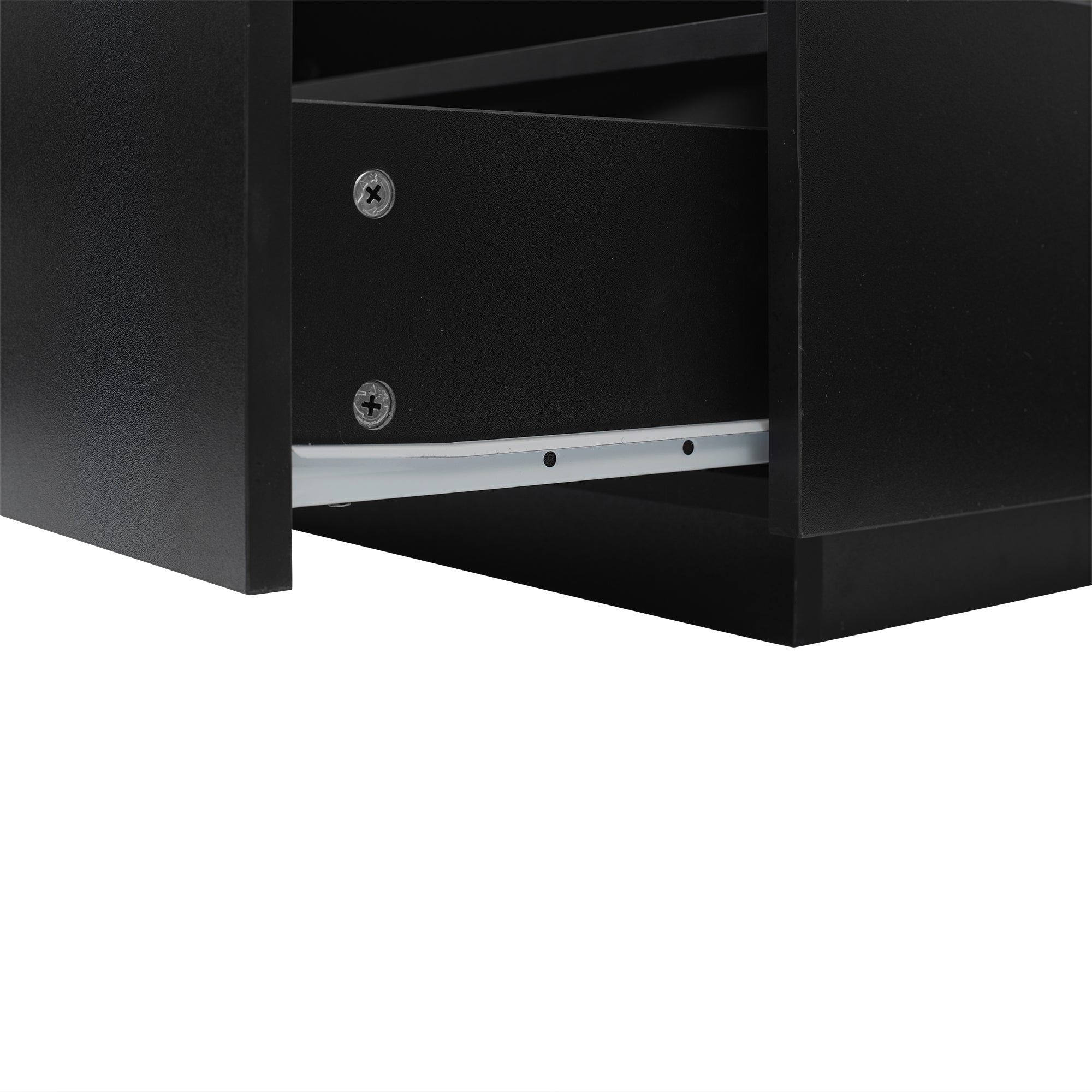 Logidon hoogglans LED salontafel 90x55x45 cm zwart 2 lades