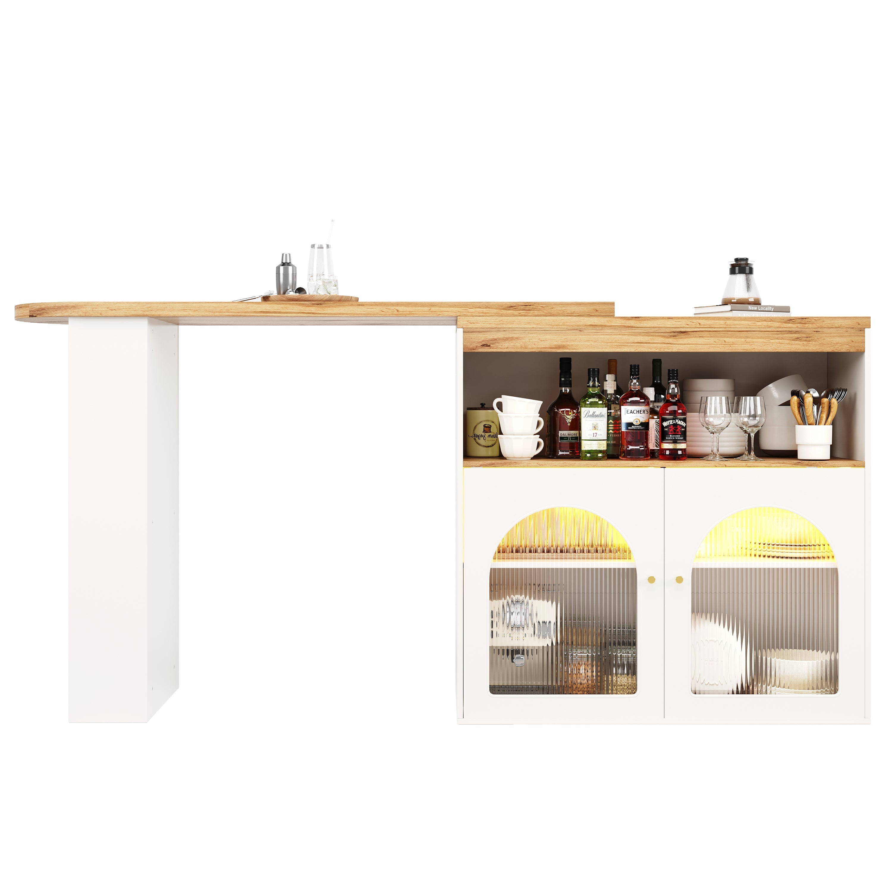 Logidon Uitschuifbare bartafel met opbergruimte 138-193 cm wit