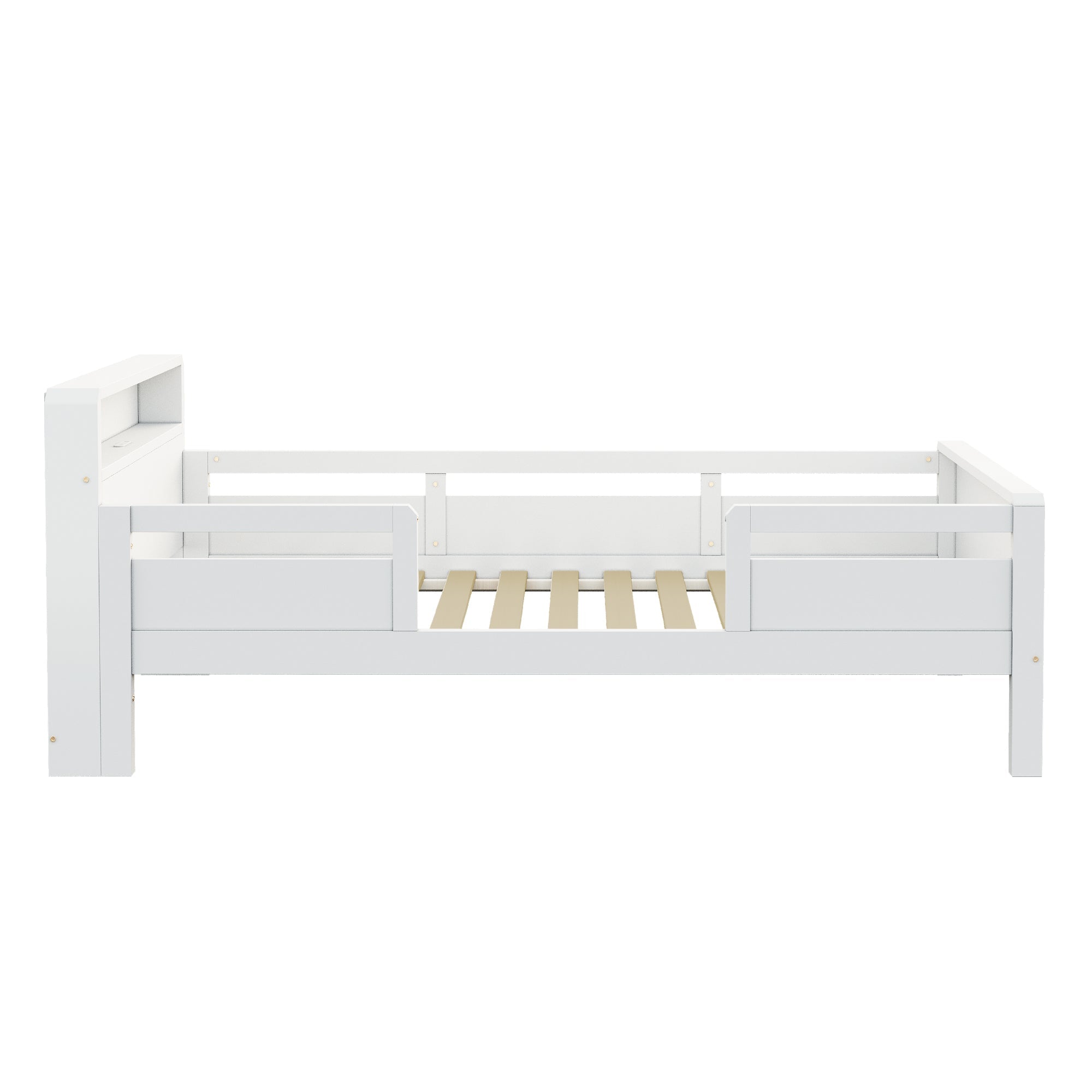Logidon houten bed 90x200 cm USB C oplaadpunt LED hoofdbordplank wit