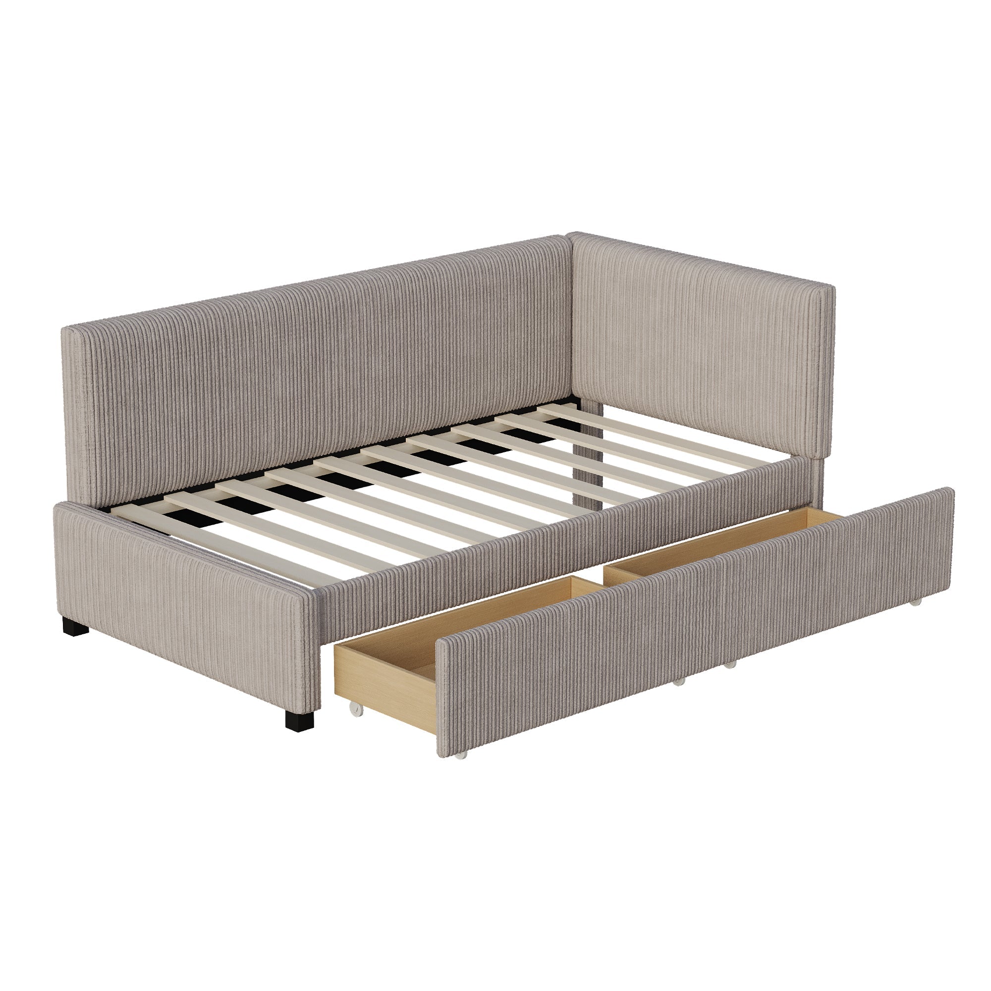 Logidon gestoffeerde slaapbank 90x200 grijs velours met opbergruimte