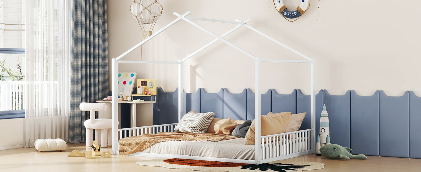 Logidon gestoffeerd bed 140x200 cm zonder matras Wit ijzeren framebed
