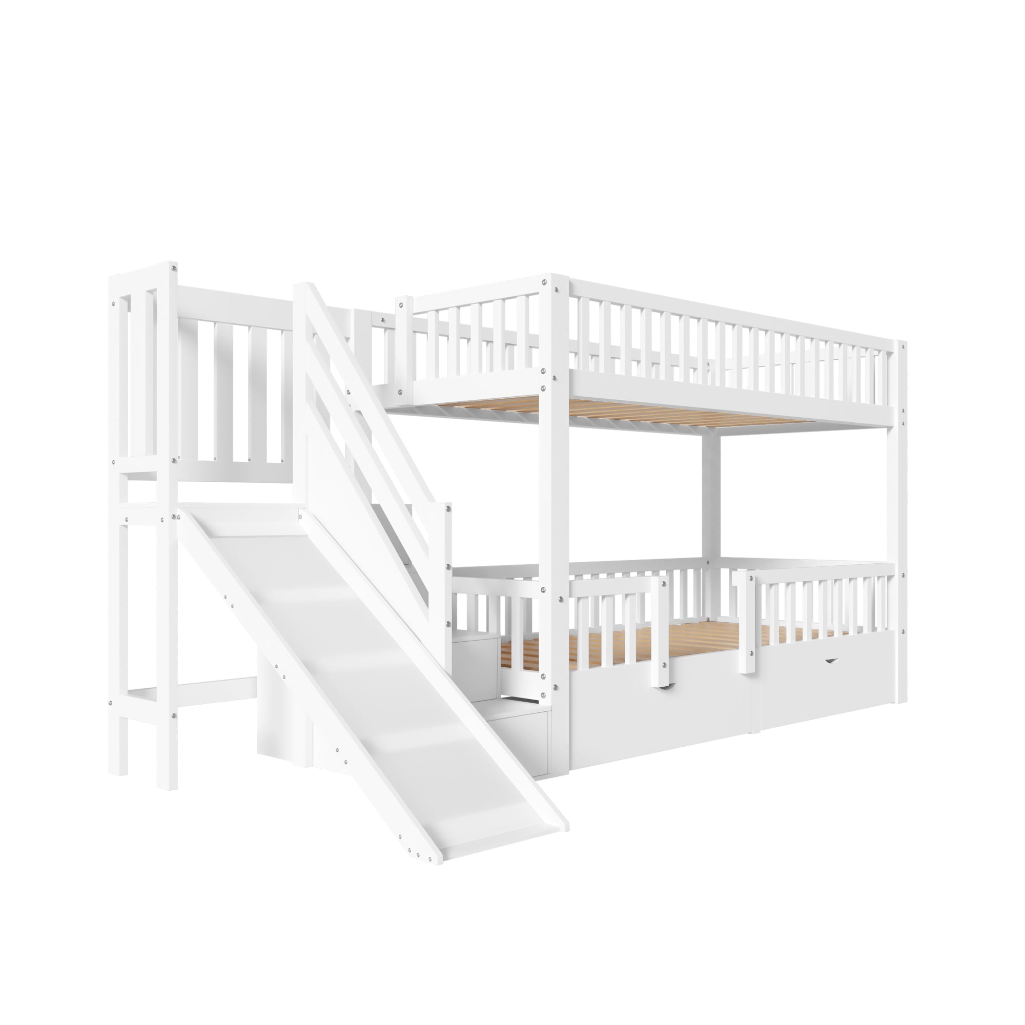 Logidon kinderstapelbed wit 90x200 cm met glijbaan en trap