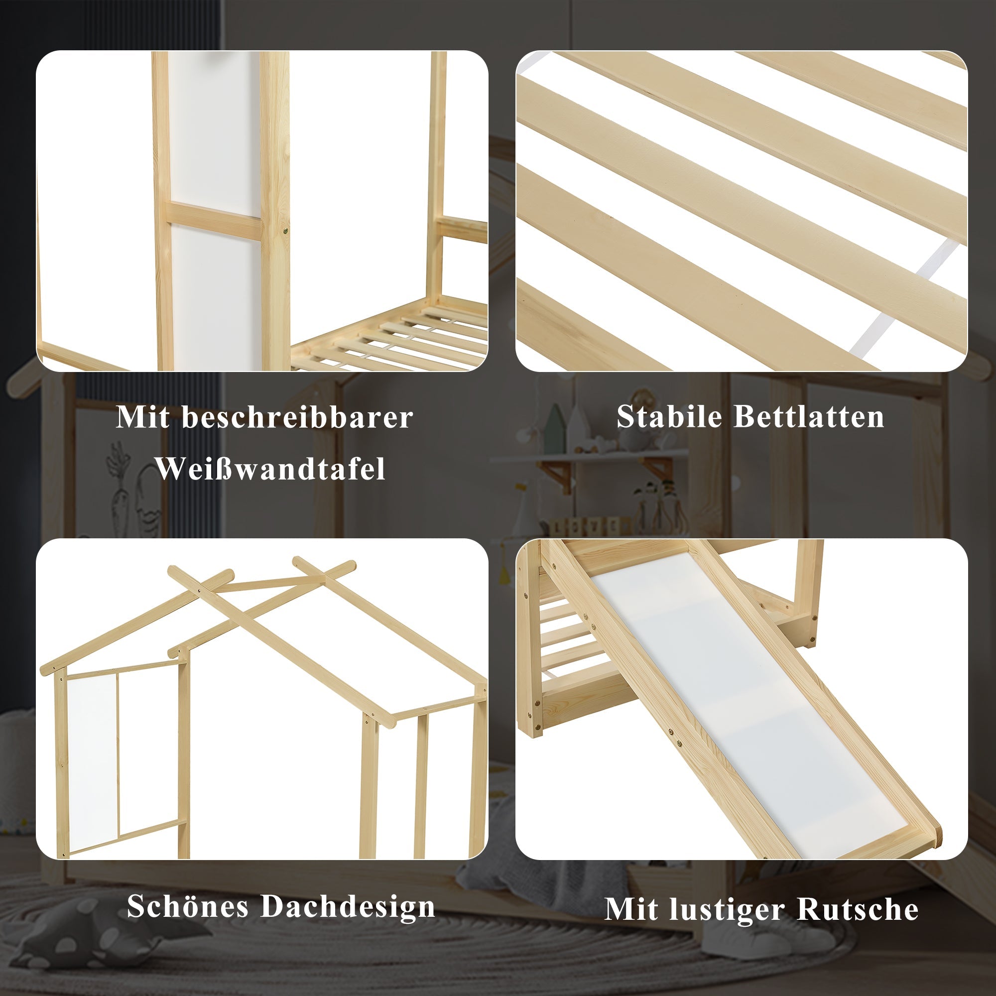 Logidon Kinderbed Met Schuifdak Design 90x200 Naturel