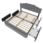 Logidon gestoffeerd bed 160x200 cm donkergrijs fluweel LED-hoofdbord