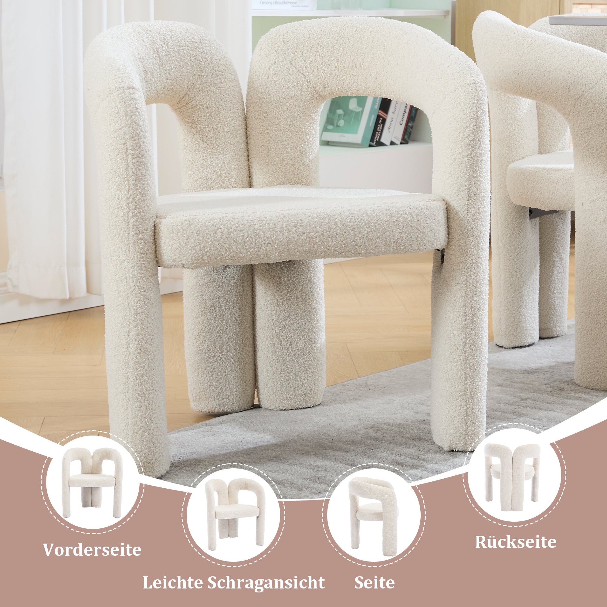 Logidon Premium Ergonomische Fauteuil Teddy Fluweel Beige Set 2