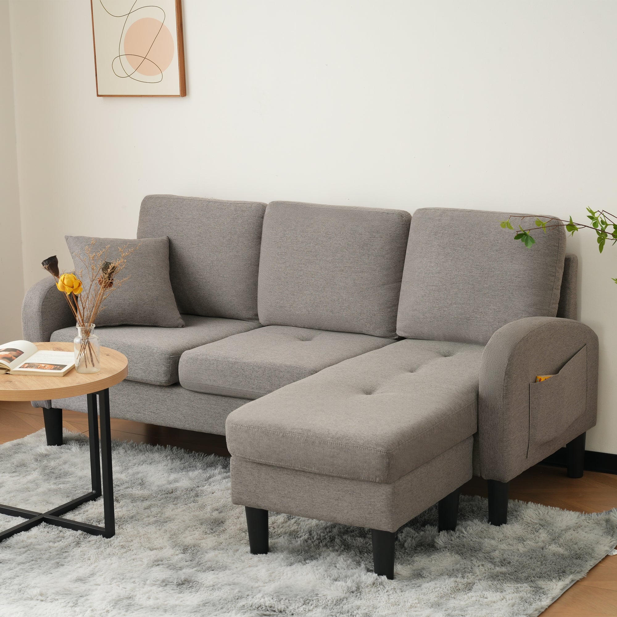 Logidon L-vormige hoekbank met chaise longue 3-zits 185x118x82 cm